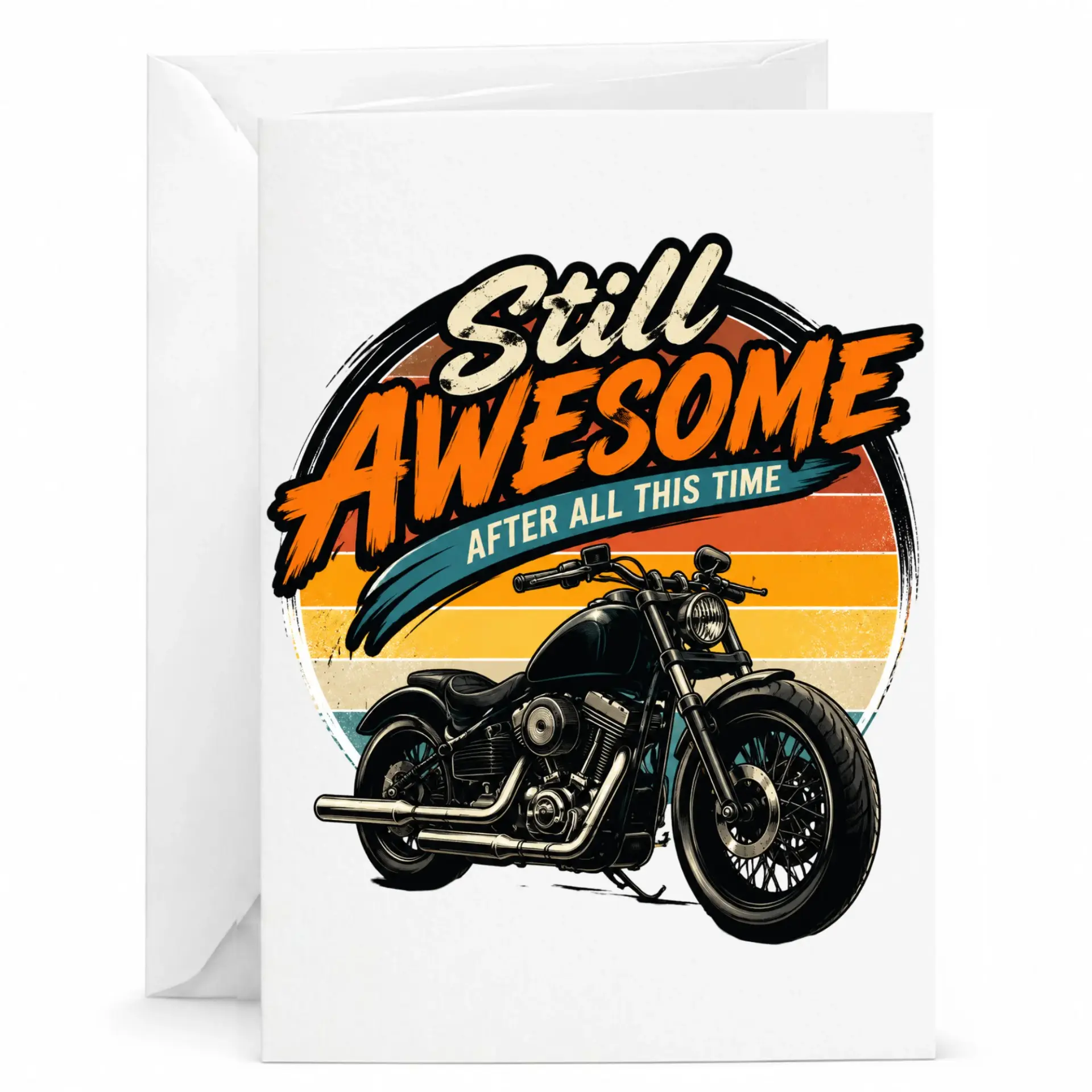 Birthday Greeting Card Still Awesome After All This Time Vintage Motorcycle Theme Keepsake Stationary for Men and Women
