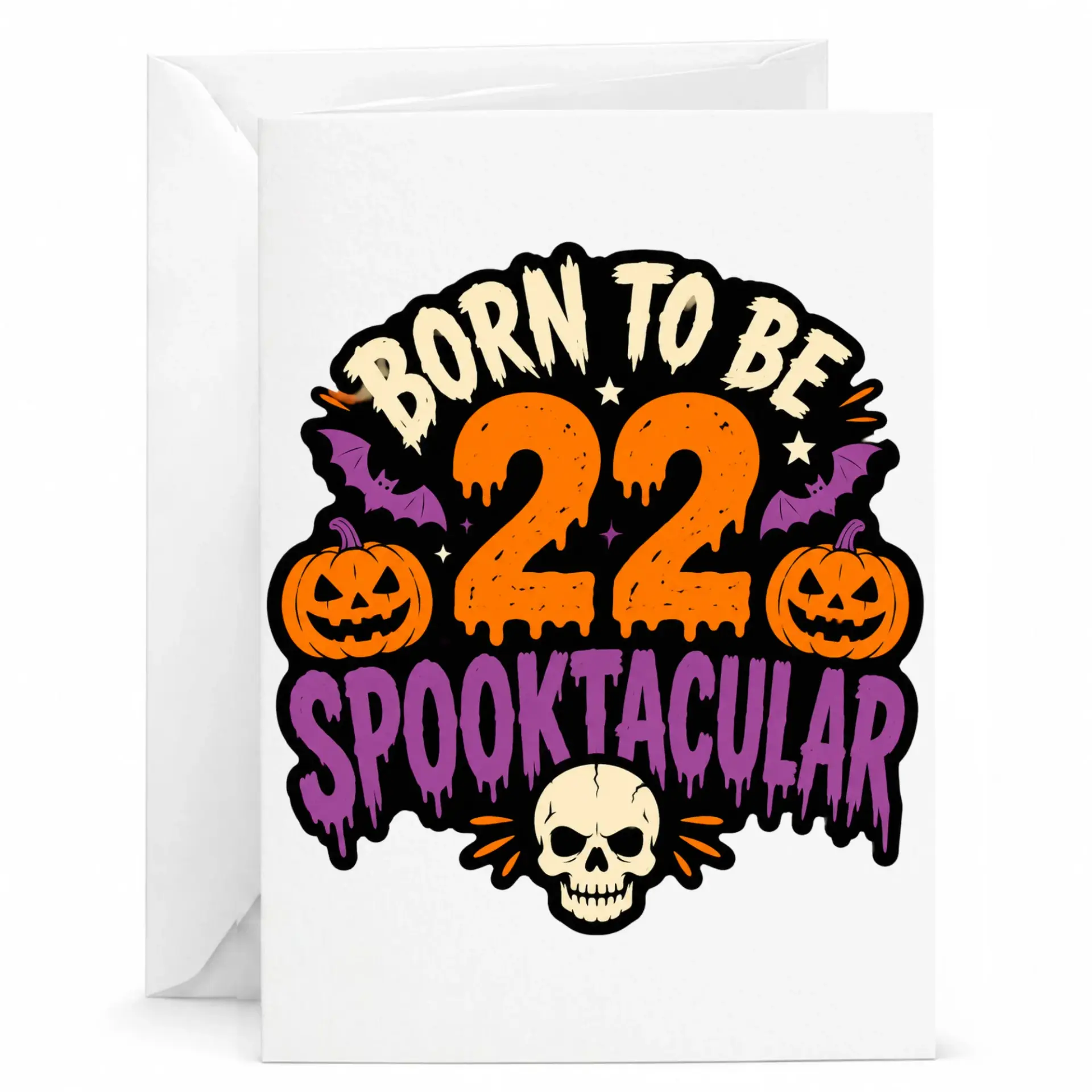 Birthday Card Born to Be 22 Spooktacular Funny Halloween Theme Greeting Card with Matching Envelope for Birthday Celebrations