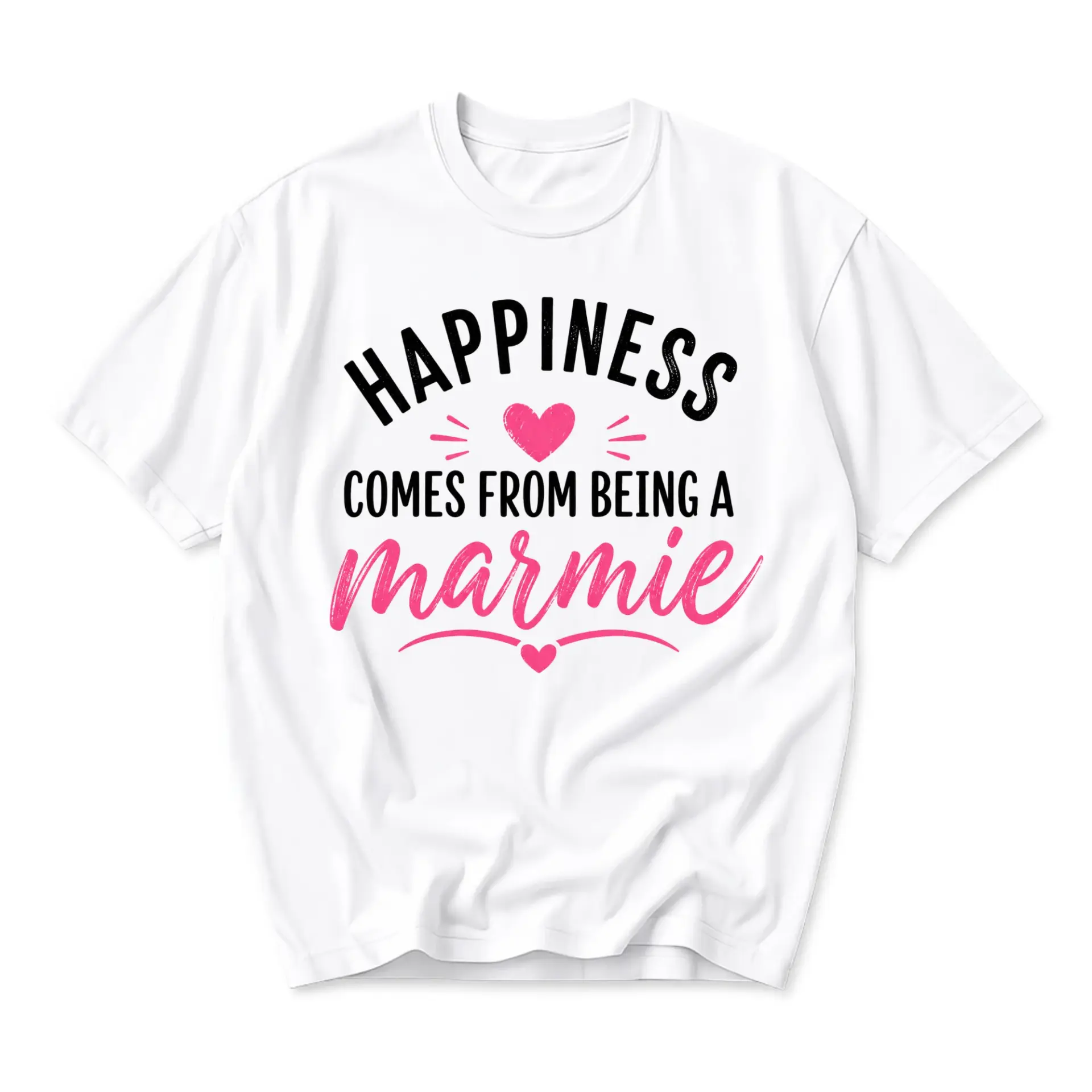 T-shirt Happiness Comes from Being a Marmie Graphic Tee Cute Phrase Inspirational Quote Unisex Cotton Apparel
