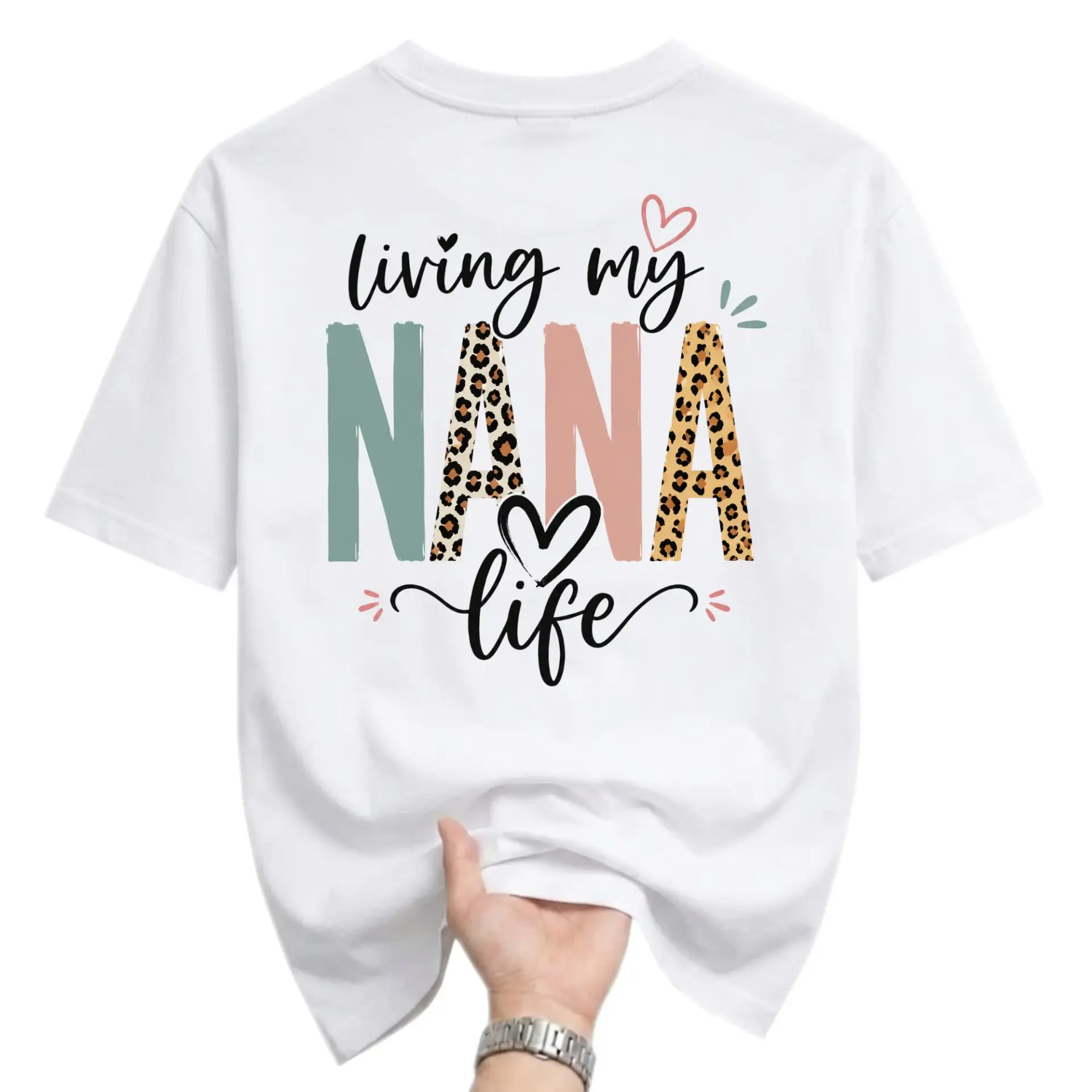 Graphic Tee Living My Nana Life Print Unisex Casual Crew Neck T-Shirt Soft Breathable Cotton Everyday Apparel Shirt