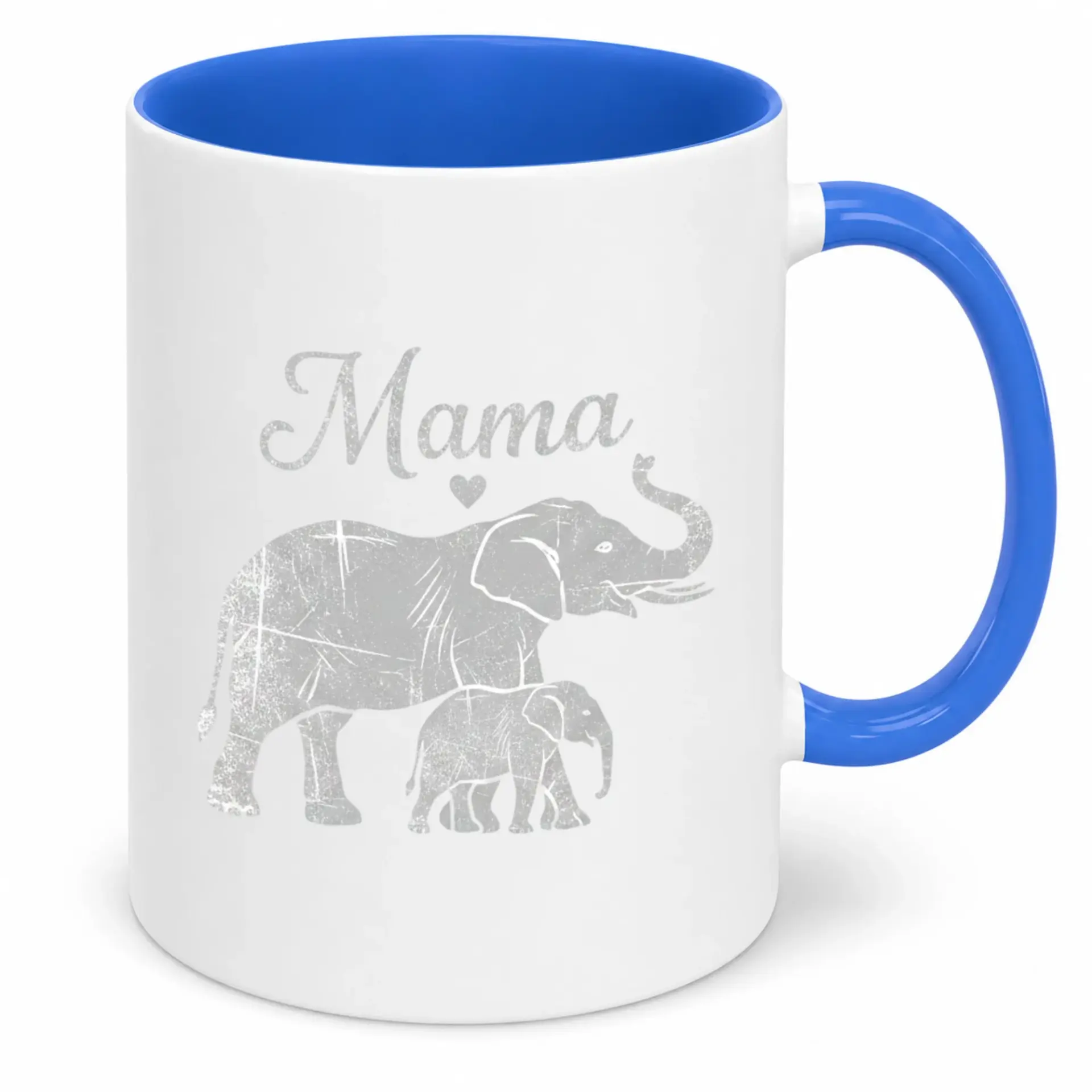 Ceramic Coffee Mug for Mama with Distressed Elephant and Baby Design Thoughtful Present Mother's Day Birthdays or Any