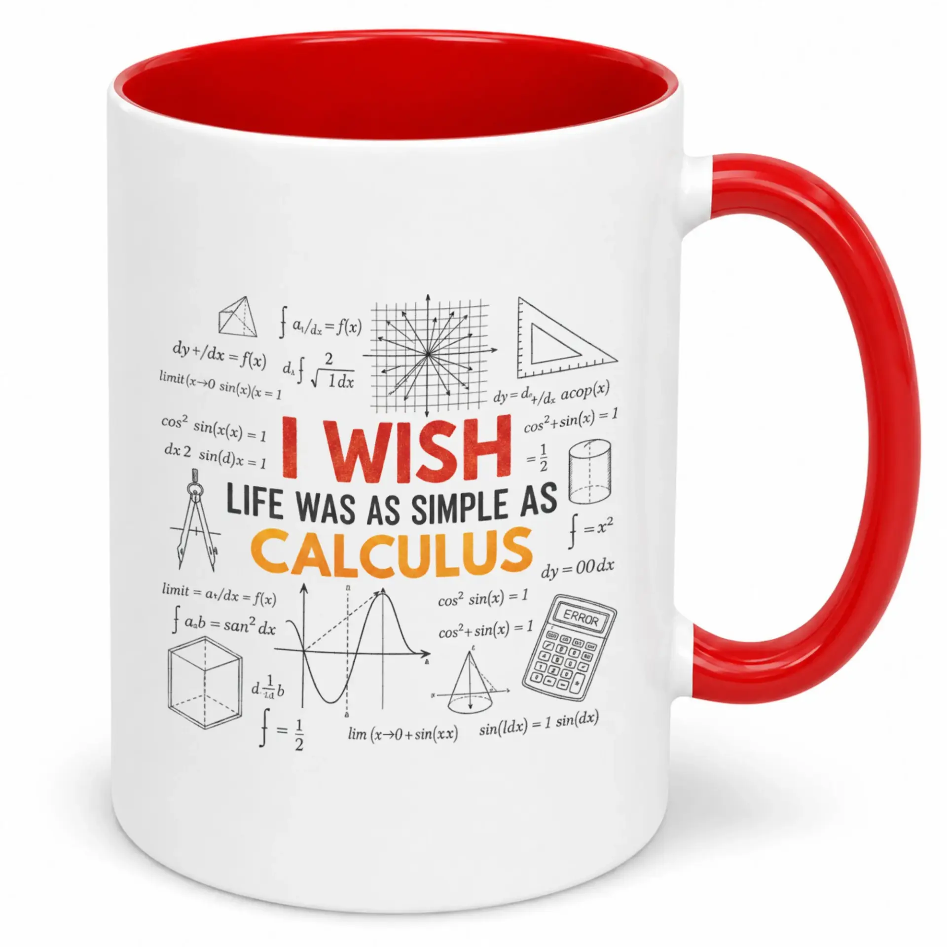 Funny Math Lover Ceramic Coffee Mug with Calculus Equations Design, Humorous Science Teacher Student Gift Cup, 11oz or 15oz