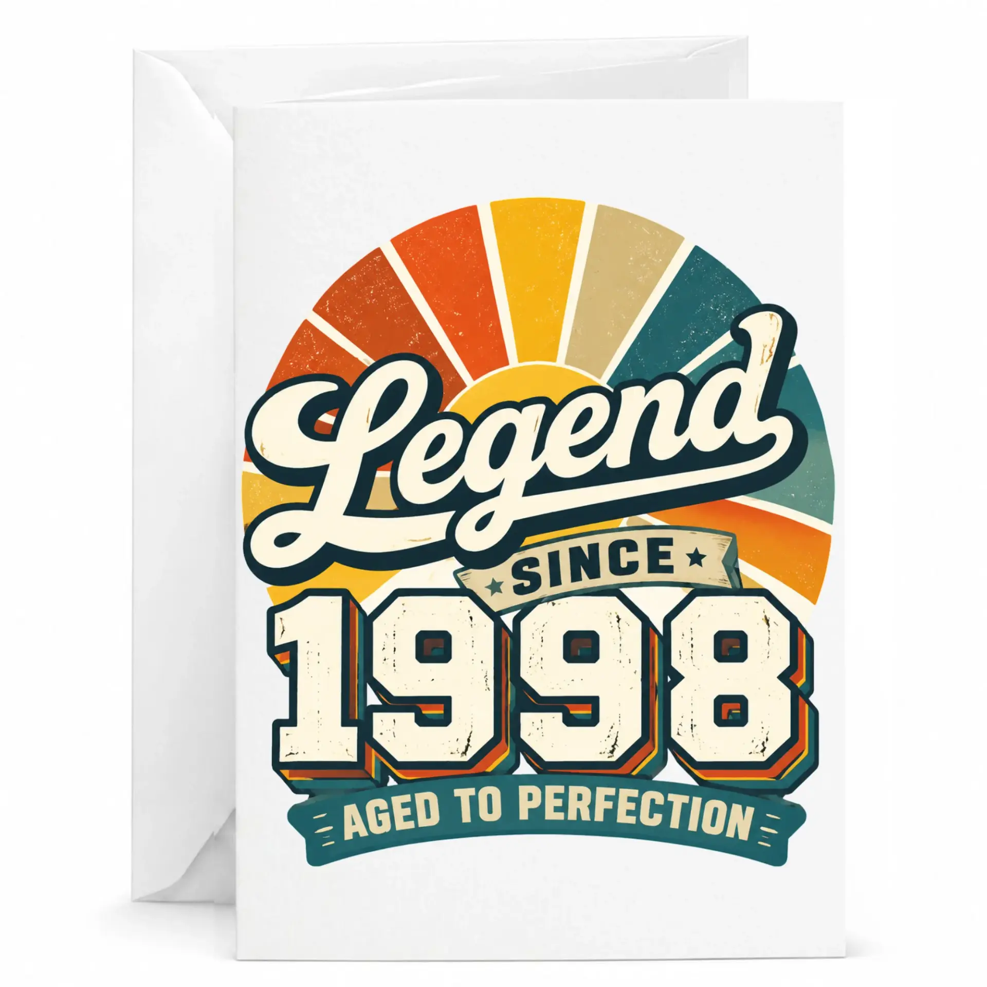 Funny Birthday Card Legend Since 1998 Aged to Perfection Retro Vintage Style Greeting Card for Milestone Celebrations