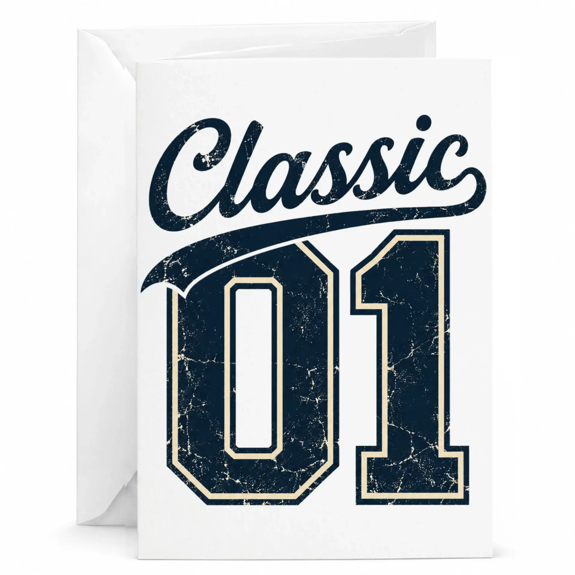 Birthday Greeting Card Classic 01 Vintage Style Design for Milestone Celebrations and Birth Year Occasions 5x7 Inches