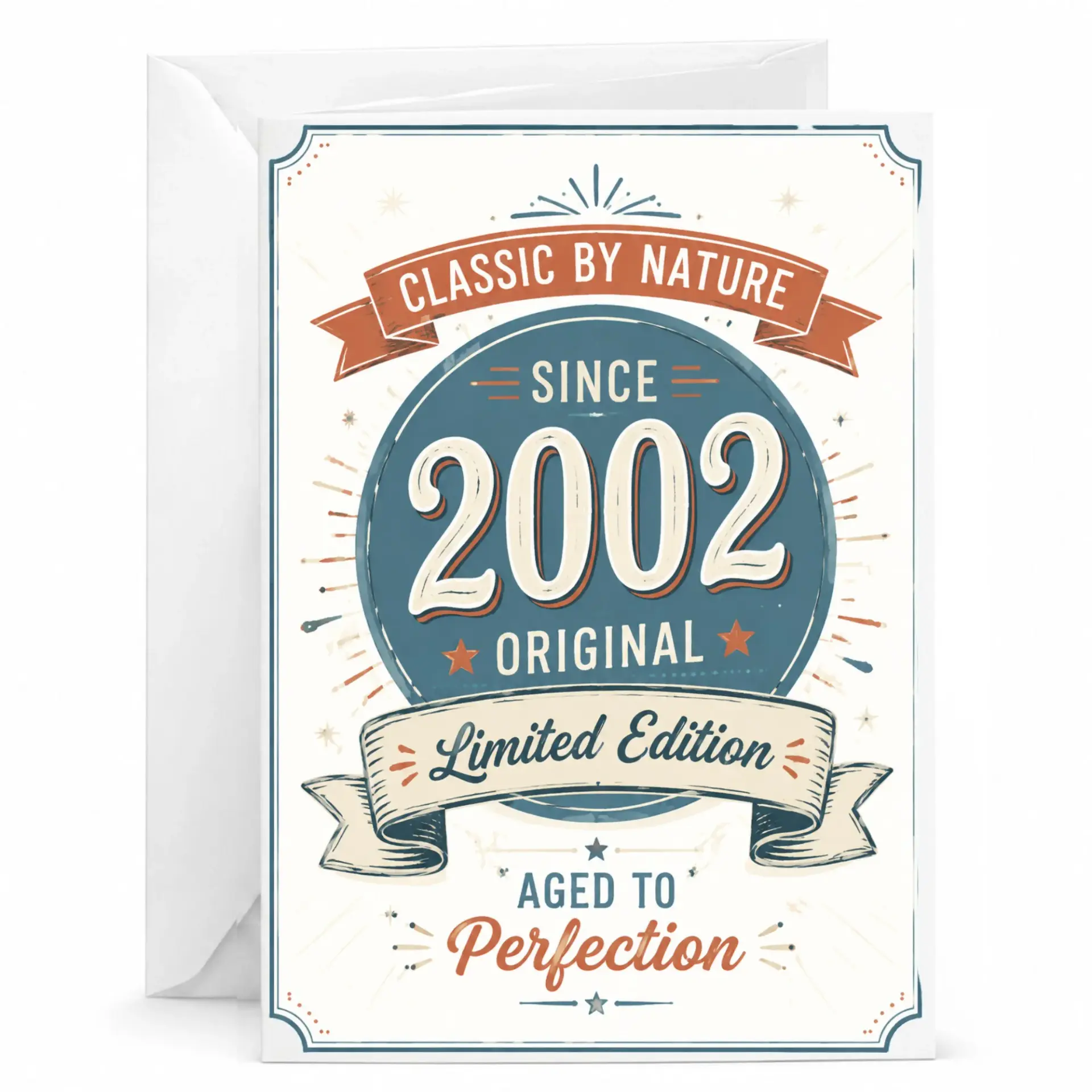 Birthday Card Classic by Nature Since 2002 Vintage Style Greeting Card with Envelope for Milestone Anniversary