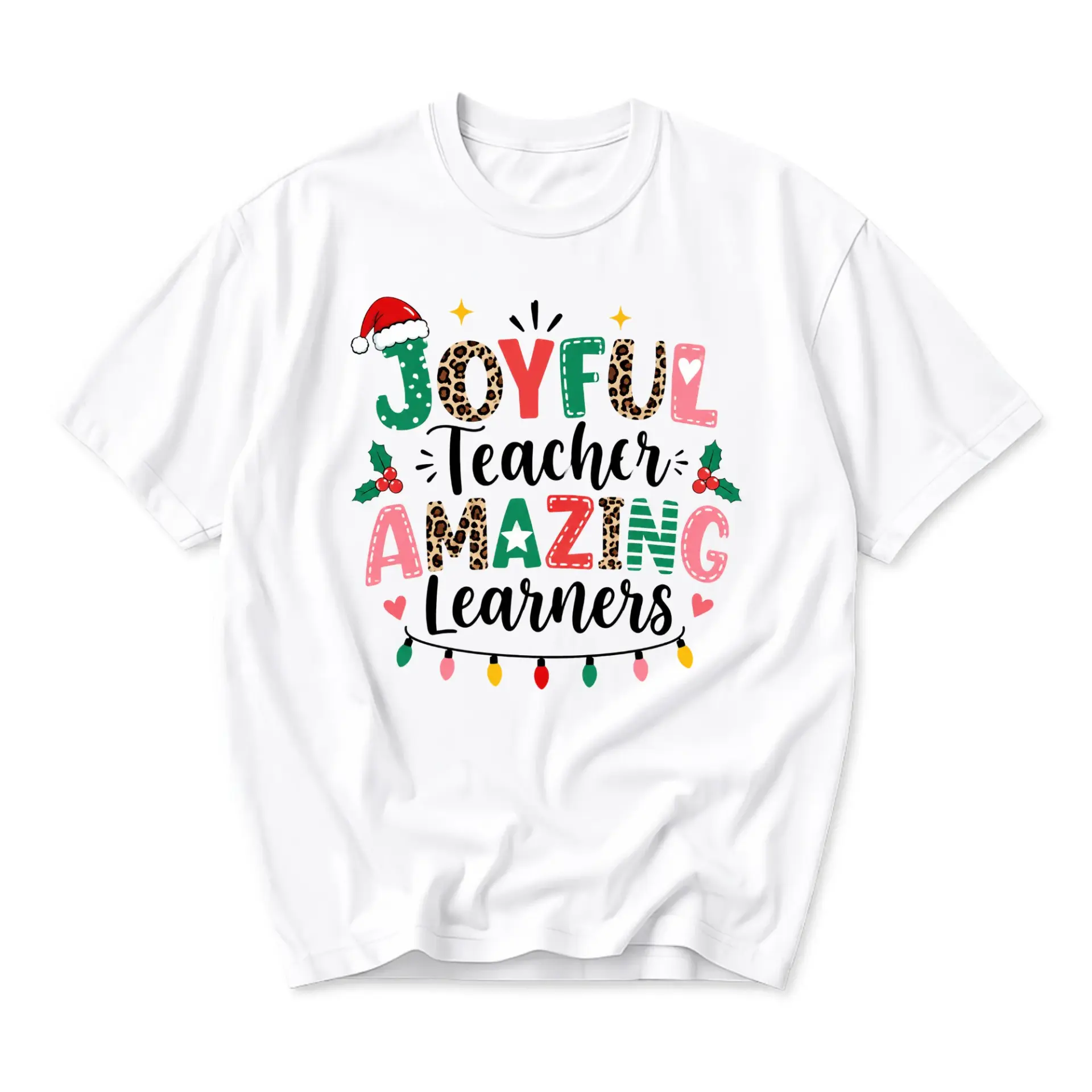 Graphic Tee Joyful Teacher Amazing Learners Christmas Holiday Print Unisex