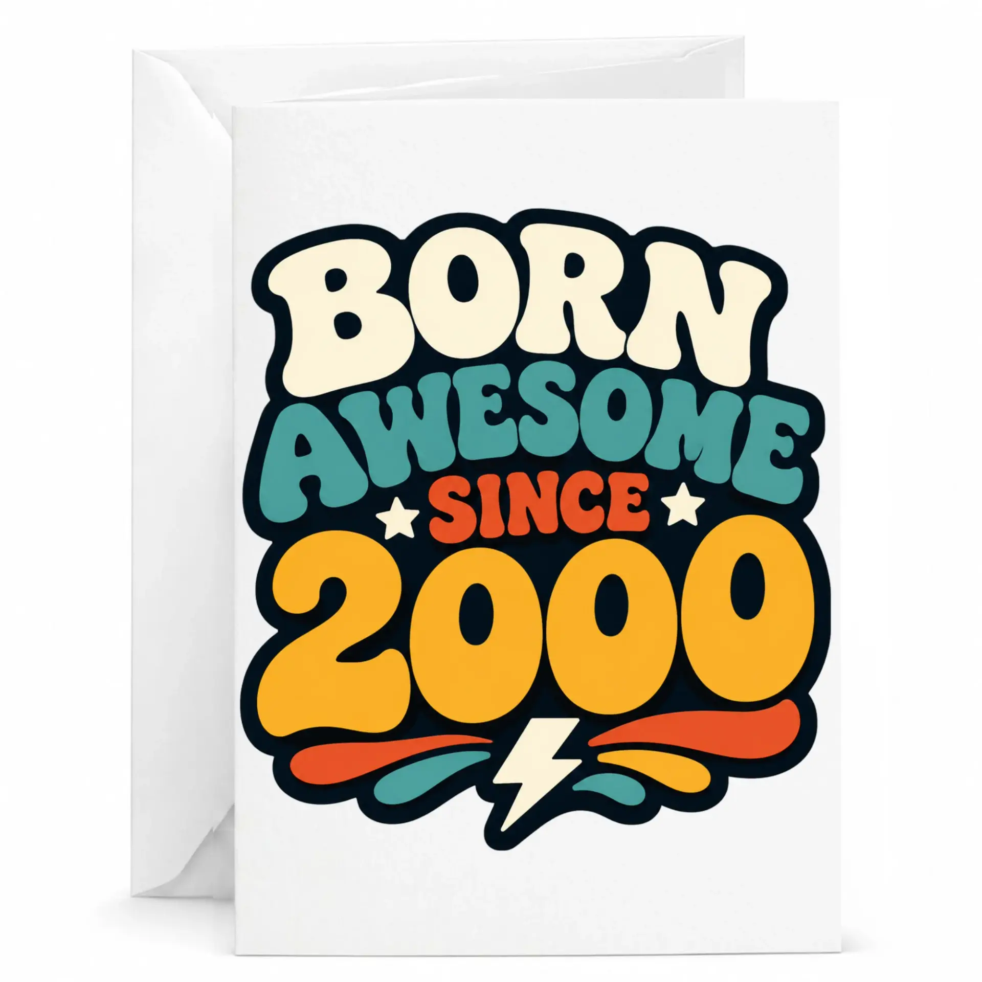 Birthday Card Born Awesome Since 2000 Retro Style Graphic Greeting Card for Milestone Celebration