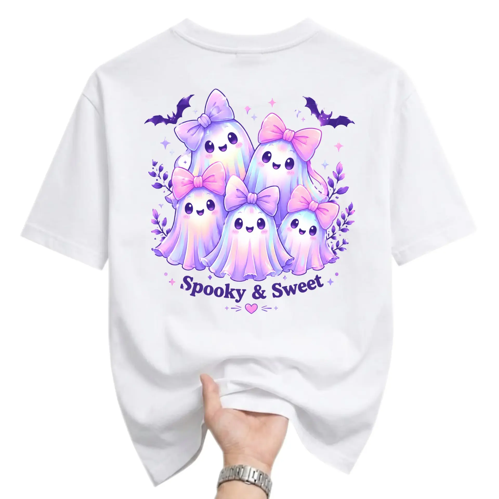 Graphic Tee Spooky and Sweet Pastel Ghosts Unisex T-Shirt Cute Fall Holiday Casual Apparel Soft Cotton Crewneck Top