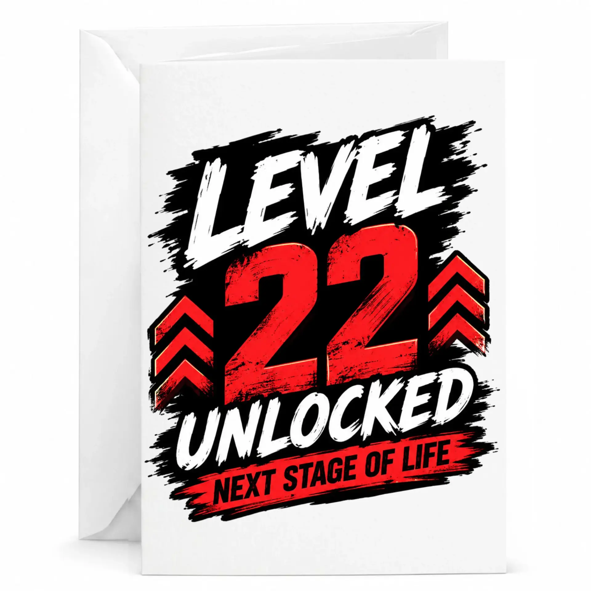 Birthday Card Level 22 Unlocked Next Stage of Life Funny Gaming Style Greeting Card for Milestone Celebration