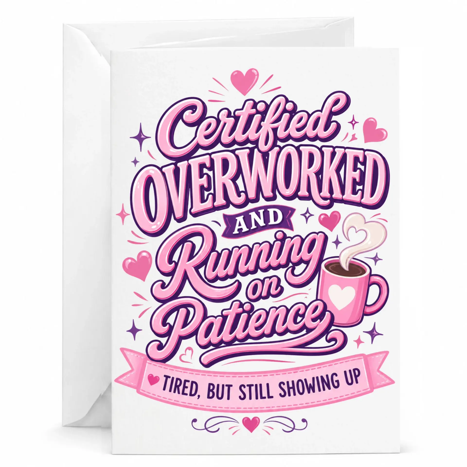 Funny Greeting Card Certified Overworked and Running on Patience for Coworkers Friends Employees Appreciation Gift