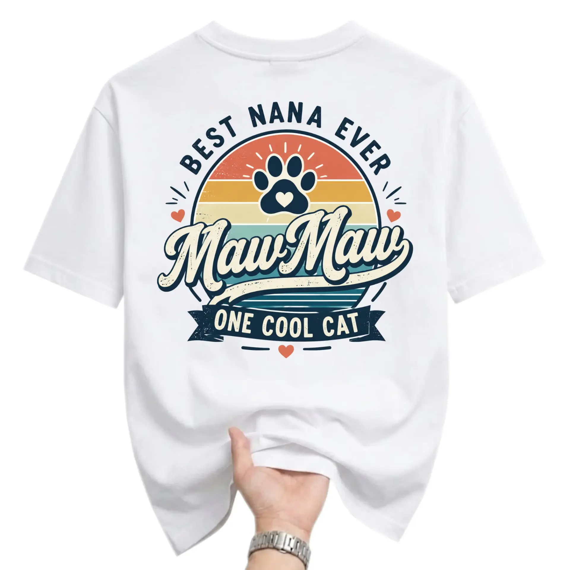 Graphic Tee Best Nana Ever Maw Maw One Cool Cat Retro Style Unisex Crew Neck Short Sleeve Cotton Casual Everyday Shirt