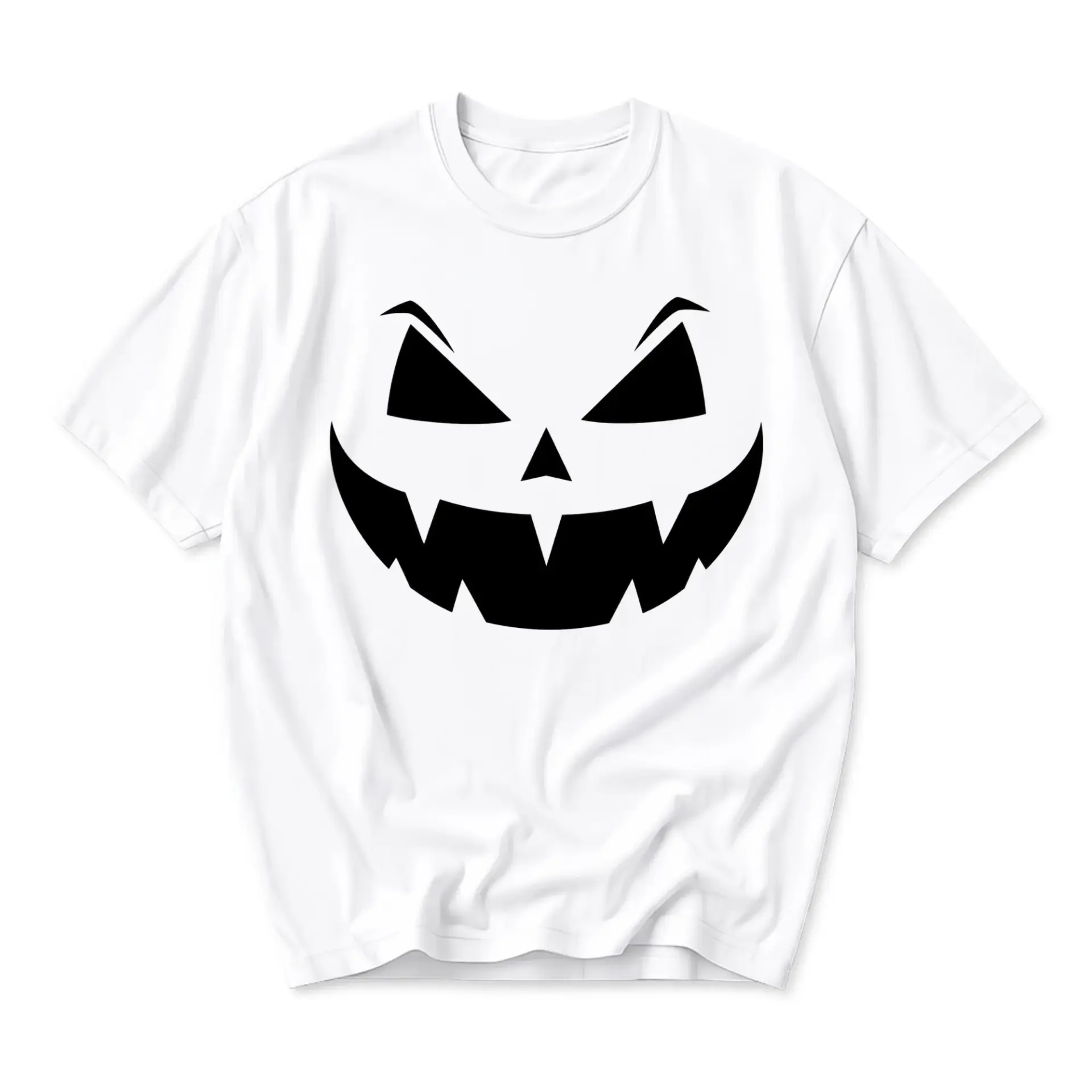 Graphic Tee Scary Pumpkin Jack O Lantern Face Halloween Costume Unisex Crew Neck Short Sleeve Cotton Blend Shirt