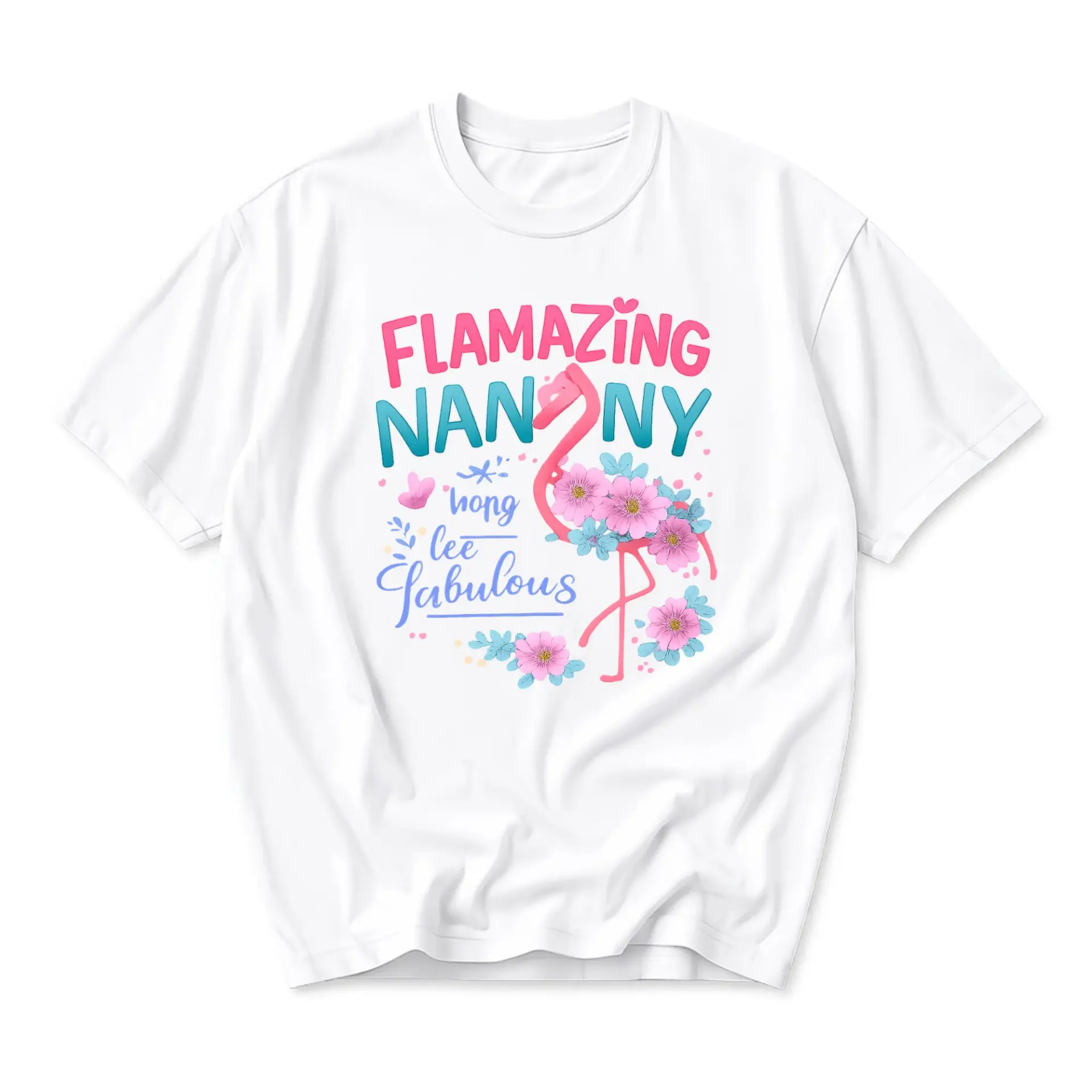 Funny Shirt Flamazing Nanny Graphic Tee Women Floral Flamingo Gift Idea
