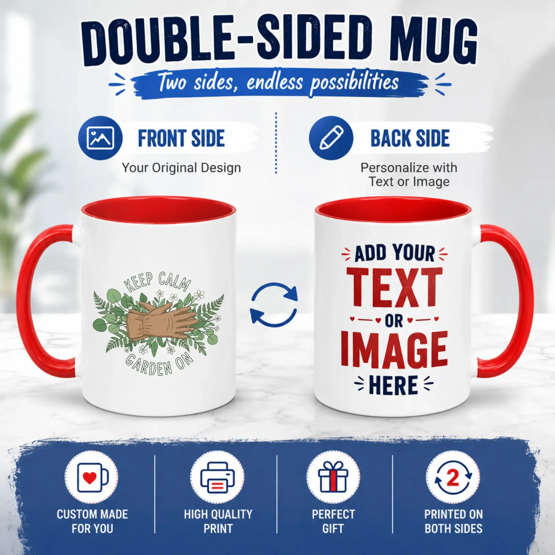 Gardening Themed Ceramic Coffee Mug for Plant Lovers - 'keep Calm Garden On' Inspirational Drinkware, 11oz or 15oz Capacity
