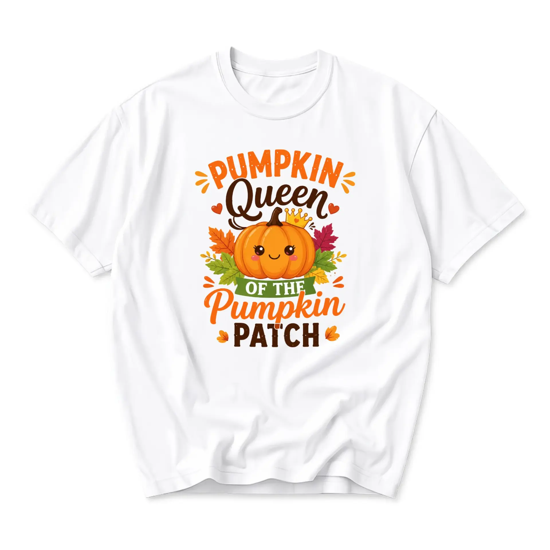 Graphic Tee Pumpkin Queen of the Pumpkin Patch Shirt Autumn Seasonal Fall Theme Unisex Casual Cotton Crew Neck Top