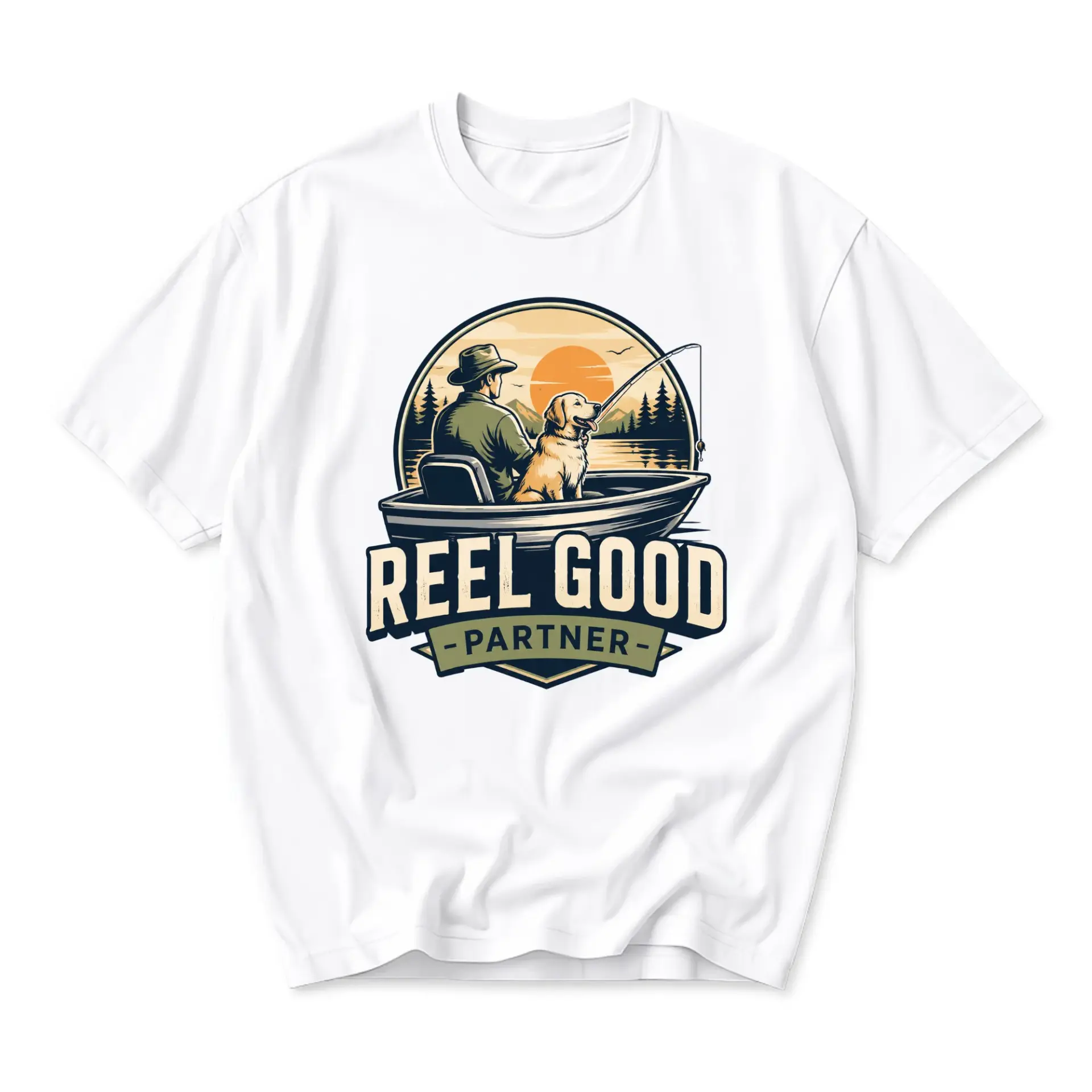 Graphic Tee Reel Good Partner Fishing Shirt Unisex Crew Neck Outdoor Casual