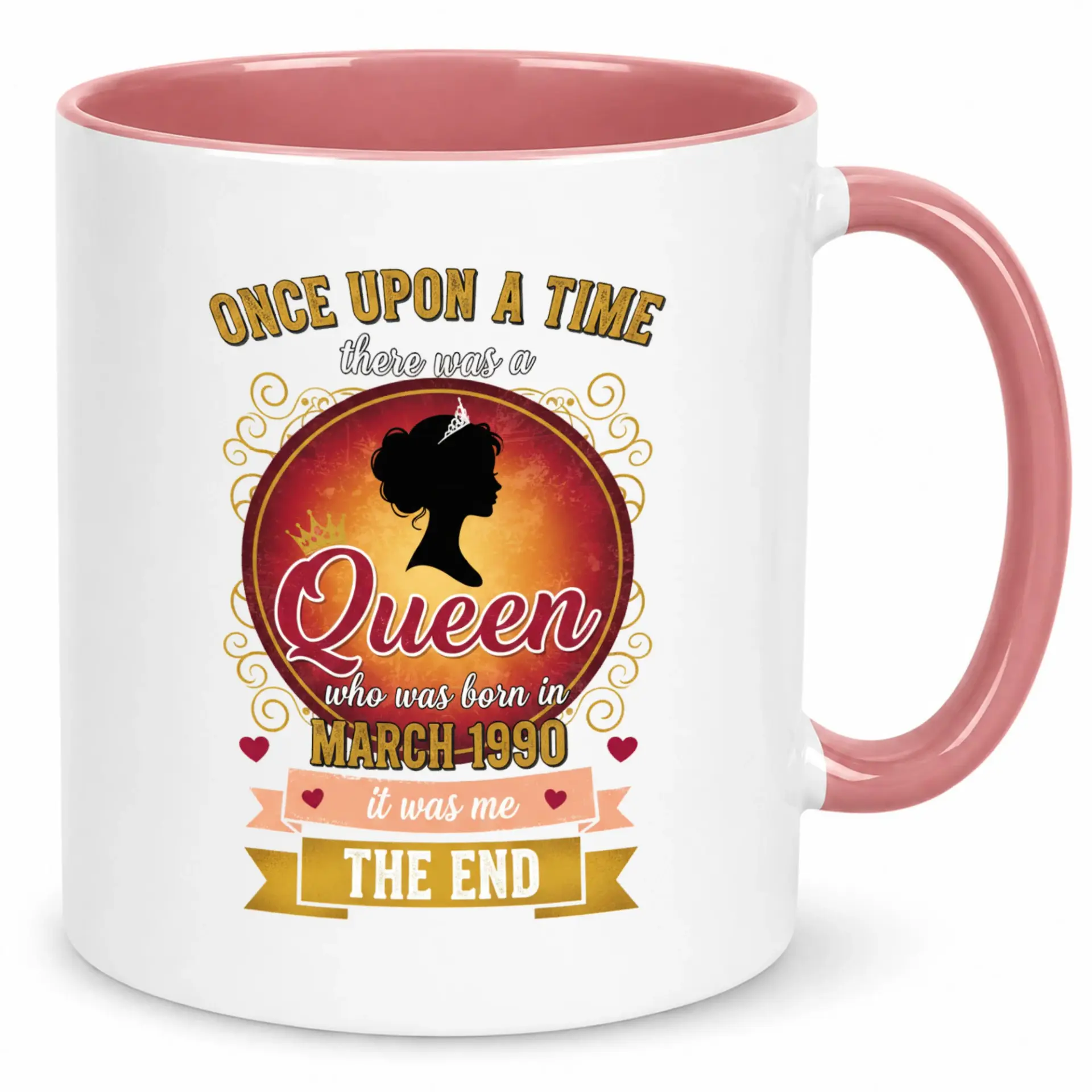 March 1990 Birthday Queen Coffee Mug for Women Once Upon a Time Theme Ceramic Beverage Cup Gift Idea