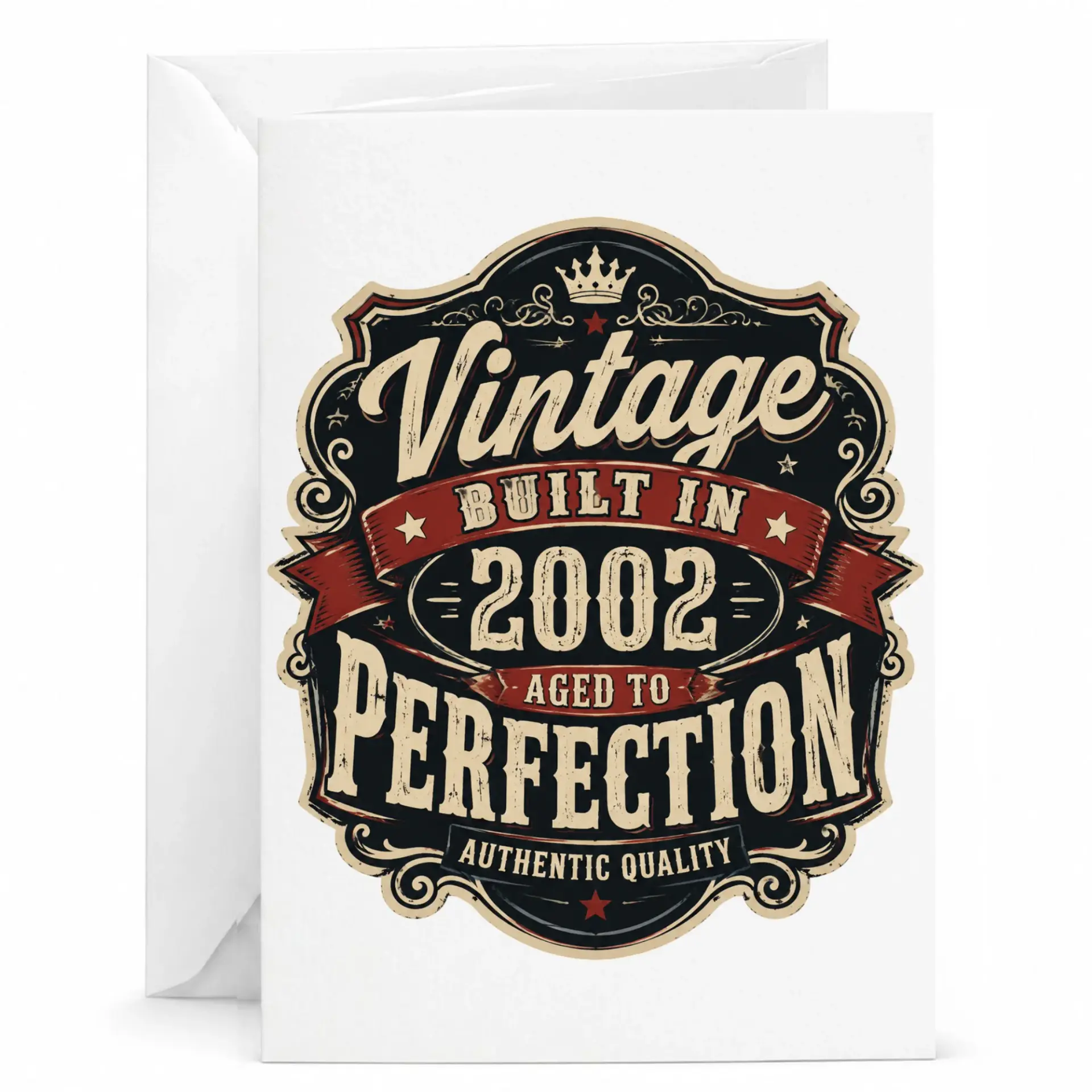 Birthday Card Vintage Built in 2002 Aged to Perfection Greeting Card Retro Style Anniversary Celebration Stationery