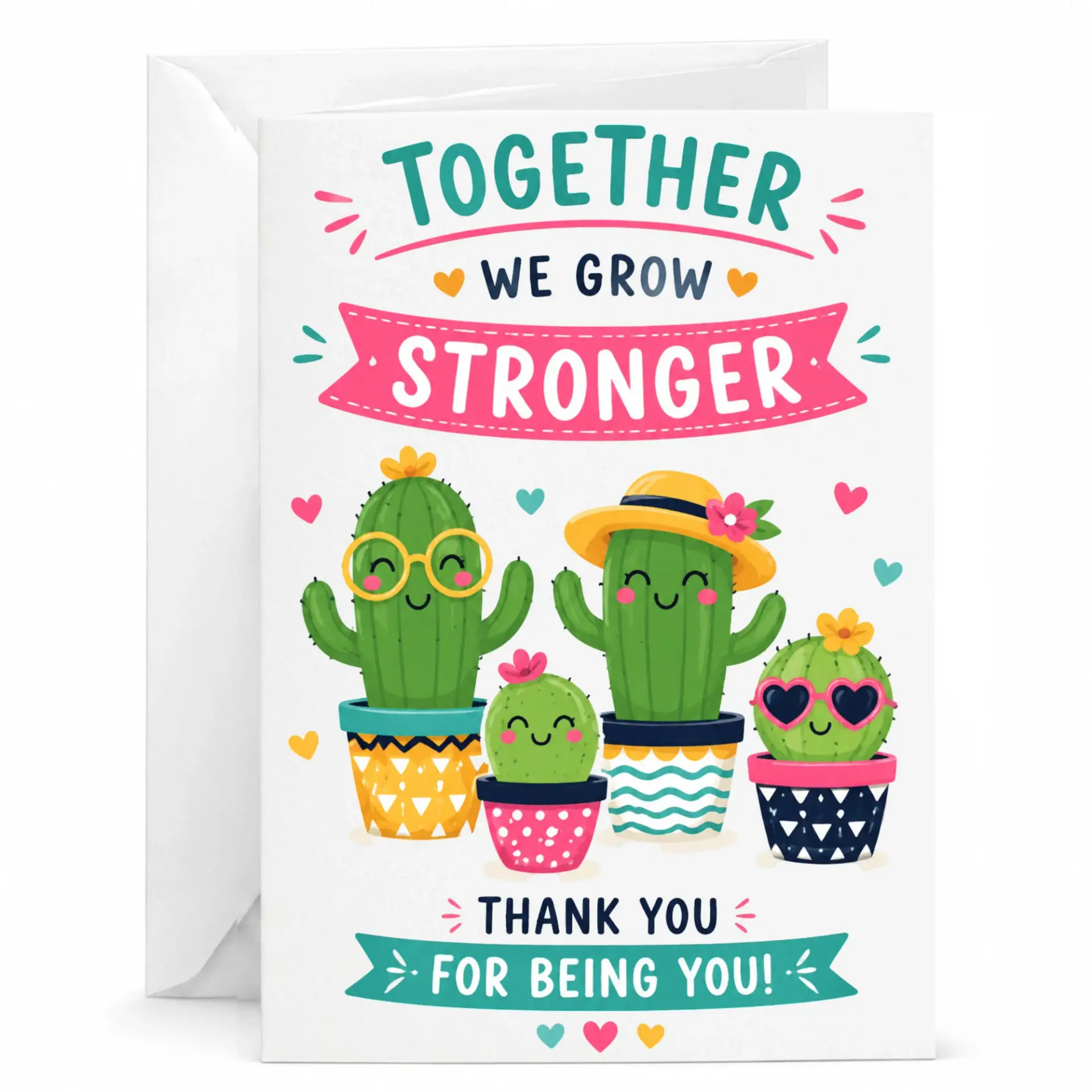 Card Together We Stronger Funny Illustration Greeting with White Envelope for Friends