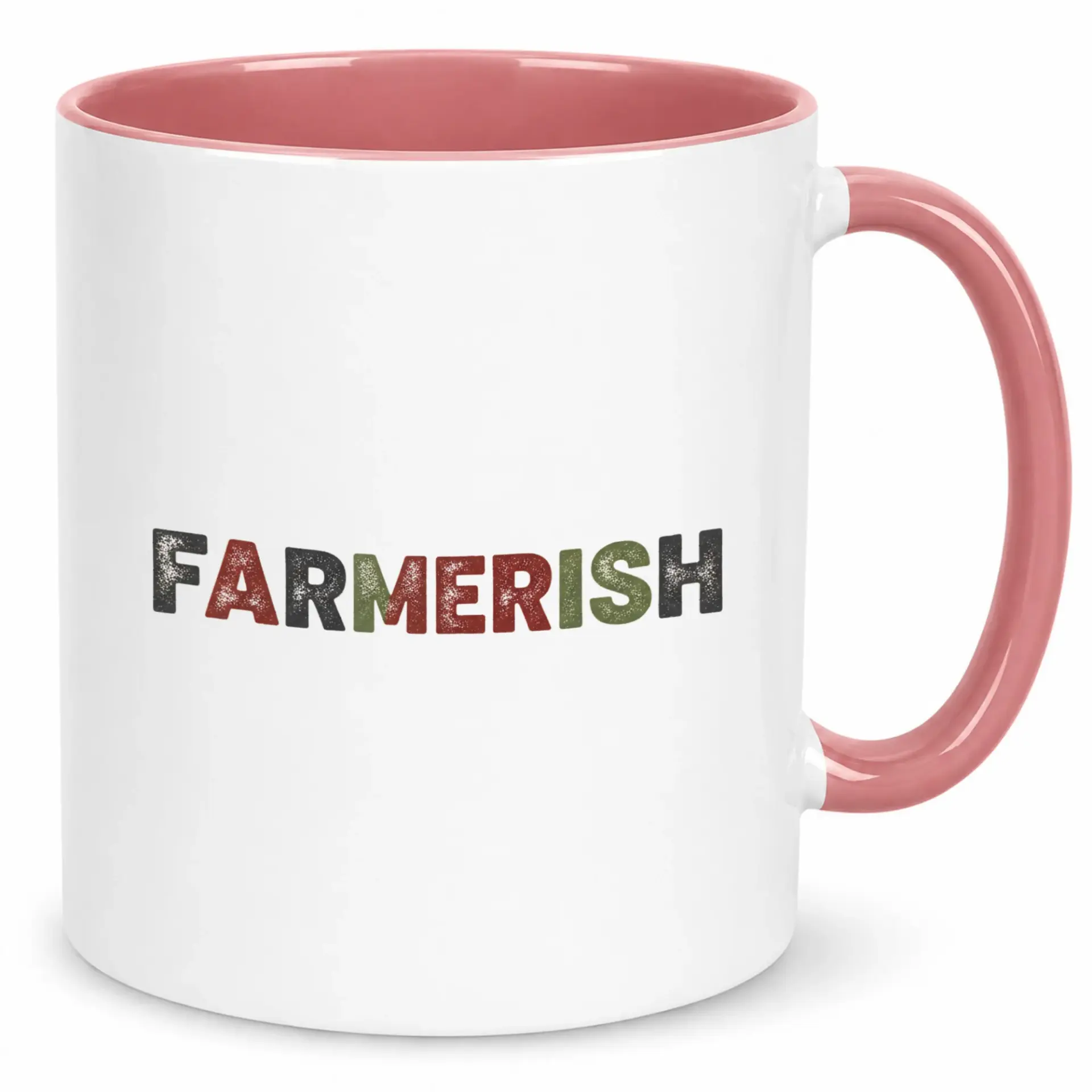 Farmerish Funny Ceramic Coffee Mug with Pink Handle and Interior for Enthusiasts Style Lovers