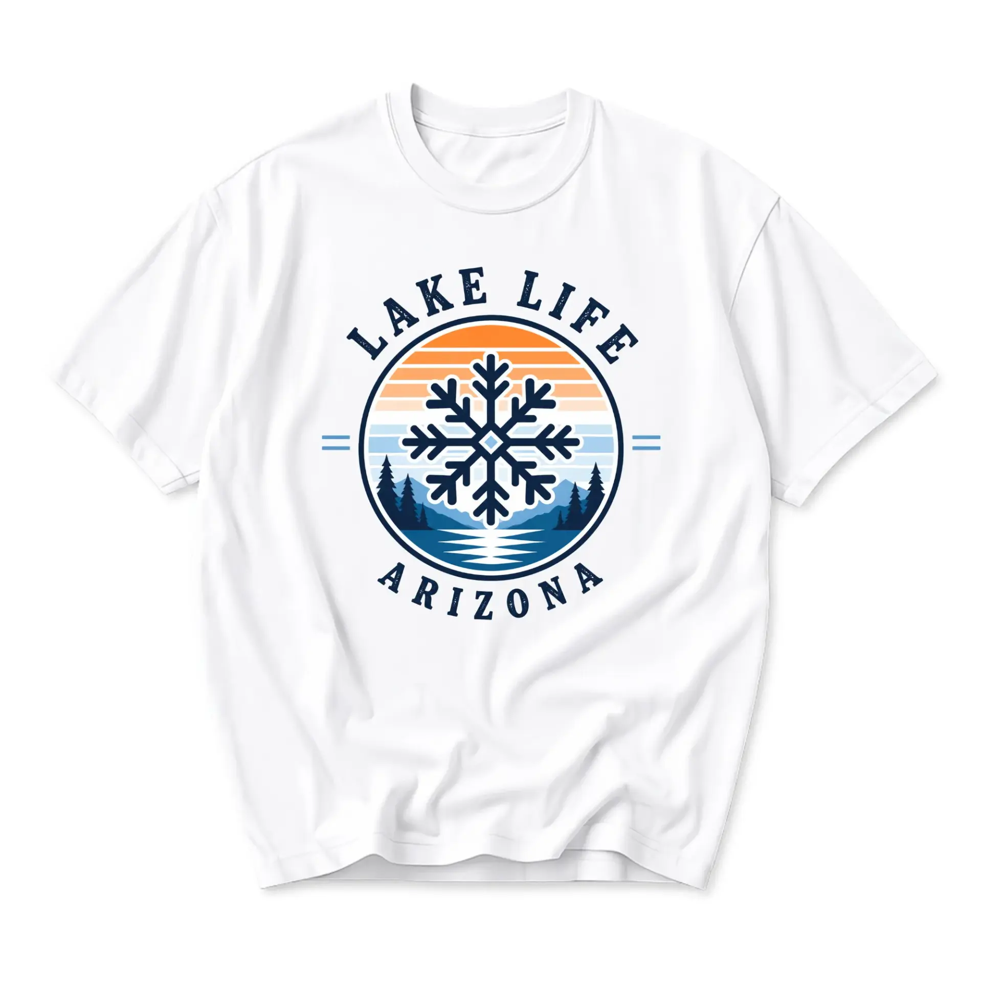 Graphic Tee Unisex Lake Life Mountain Print Short Sleeve Crew Neck Cotton