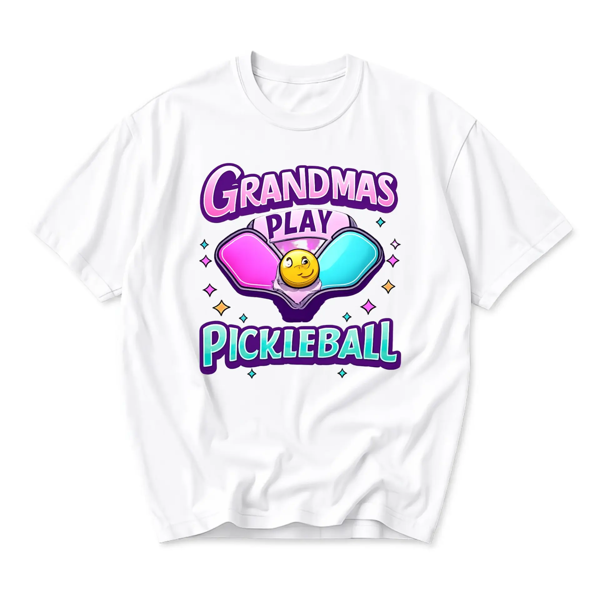 Funny Shirt Grandmas Play Pickleball Unisex Graphic Printed T-Shirt Casual