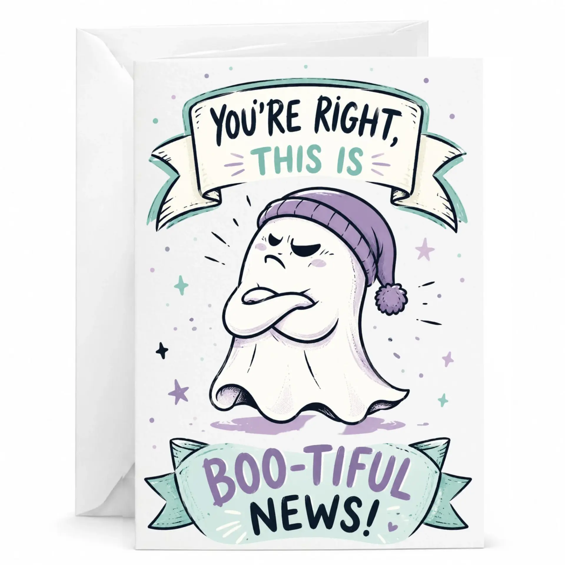 Funny Greeting Card You Are Right This Is Boo-Tiful News Whimsical Illustrated Stationery for Any