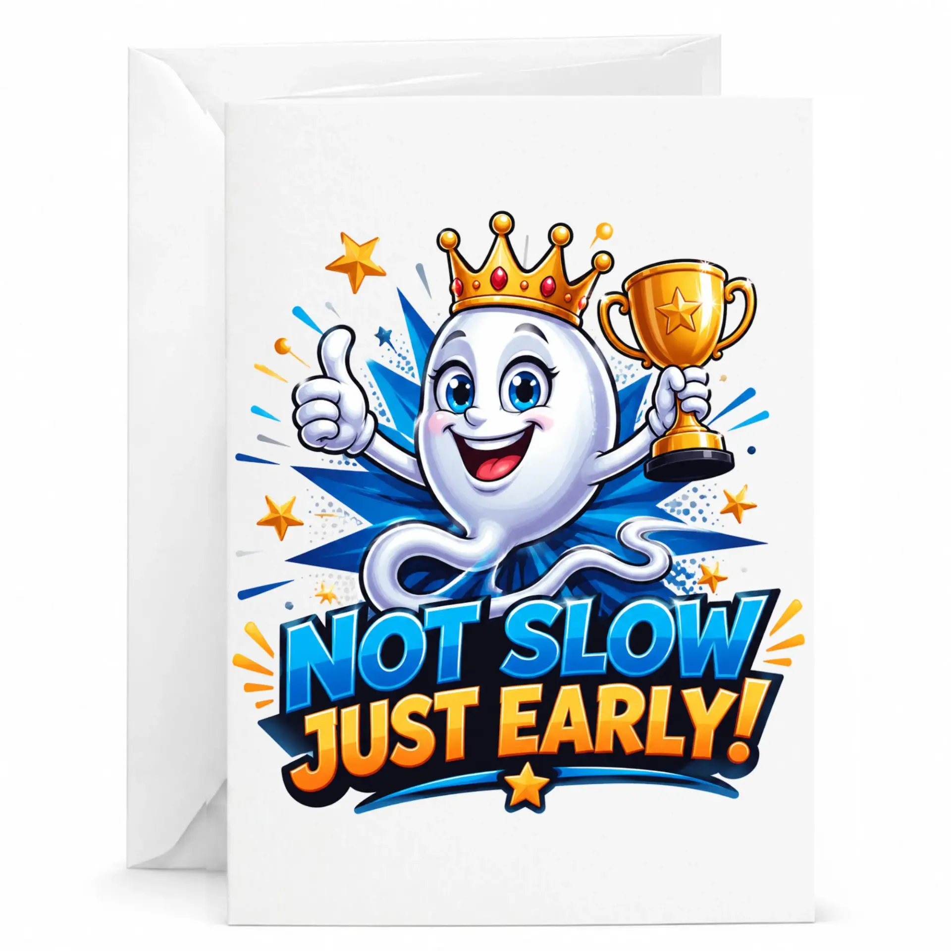 Funny Greeting Card Not Slow Just Early Pun Design Humorous Birthday Card for Friends and Family 5x7 Inches