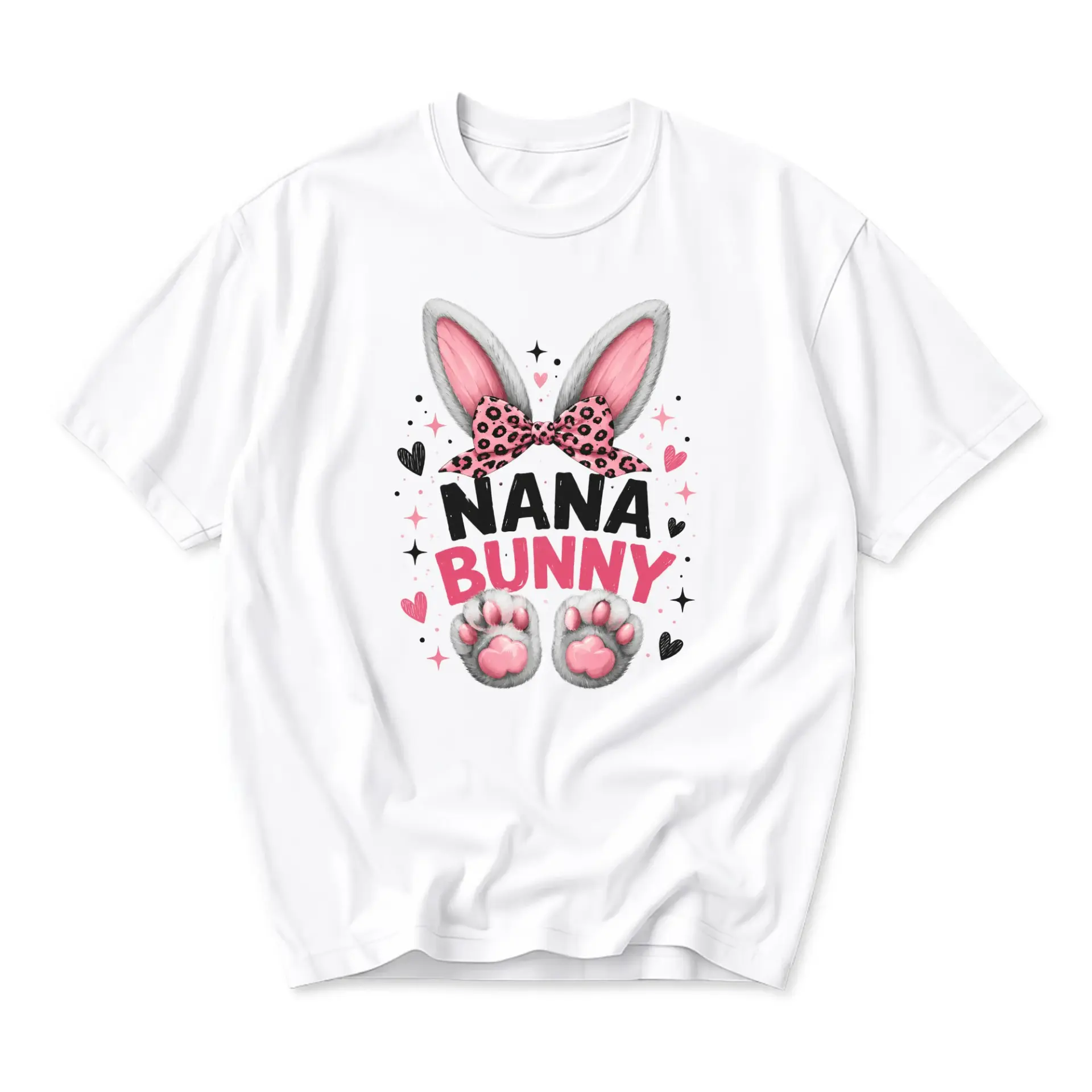 T-shirt Nana Bunny Graphic Tee Floral Print Design Casual Everyday Apparel