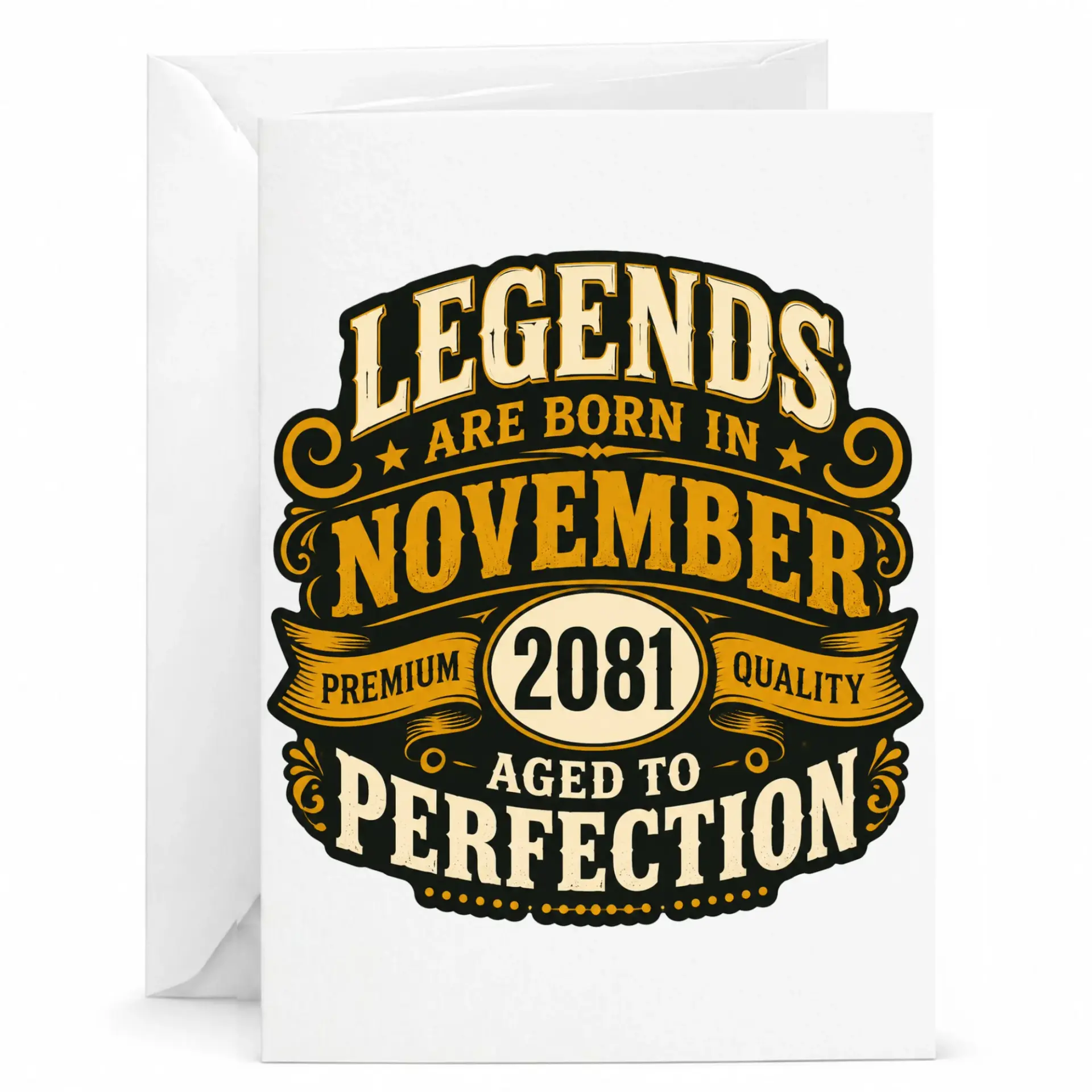 Birthday Card Legends Are Born in November 2081 Aged to Perfection Vintage Style Keepsake Greeting Card