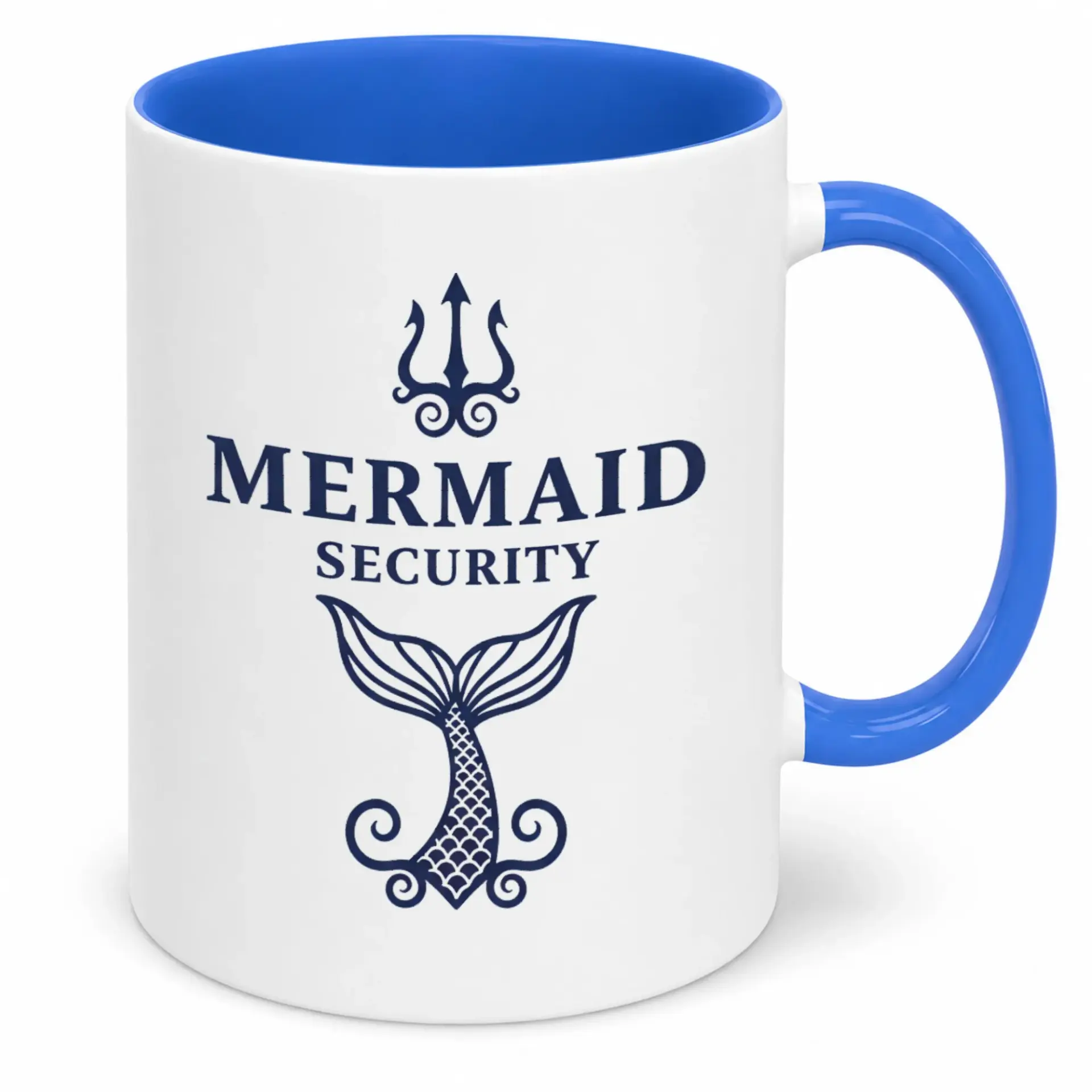 Funny Mermaid Security Ceramic Coffee Mug with and Tail Design Unique Ocean Theme Drinkware for Home Office Kitchen Gift Idea