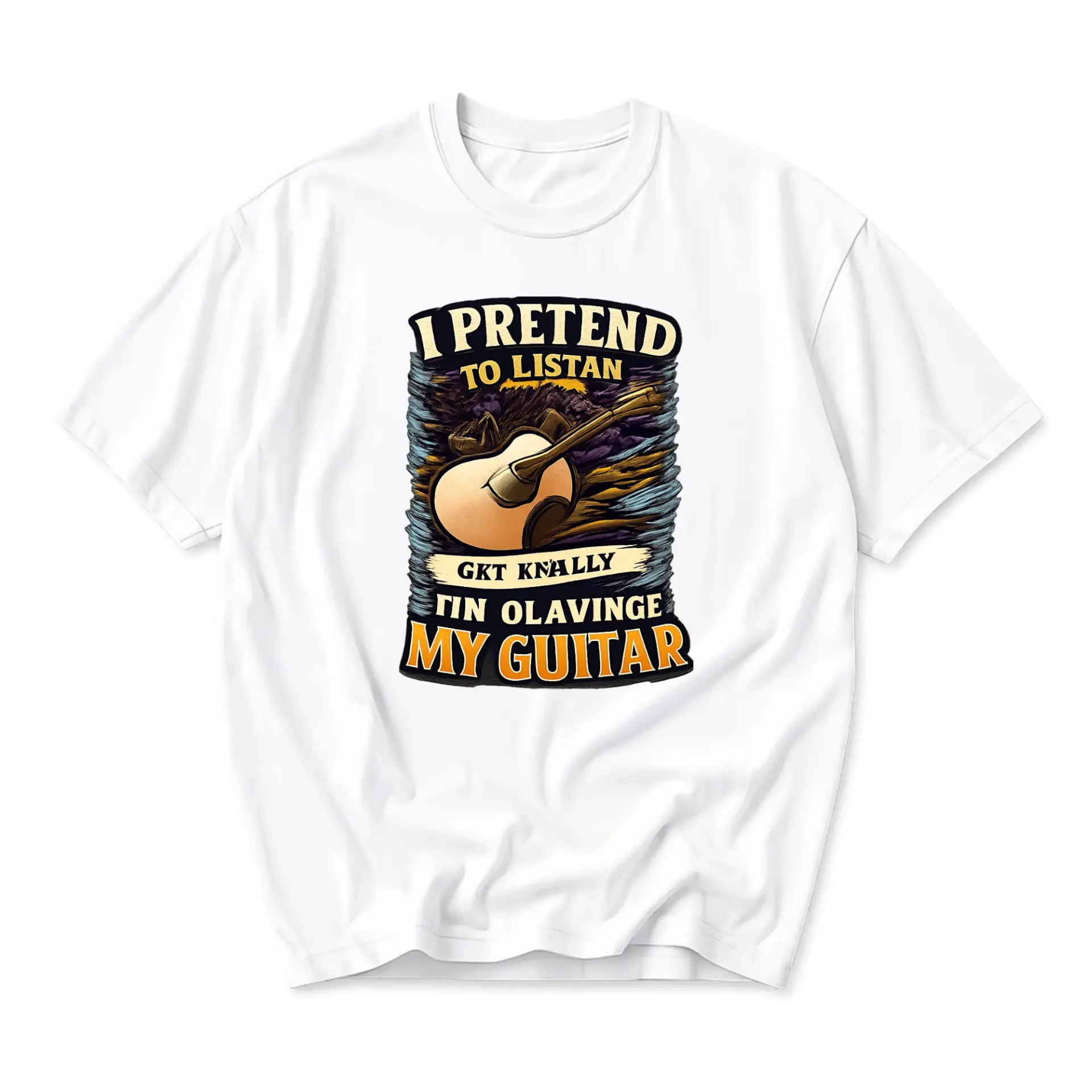 Graphic Tee Unisex Casual Crew Neck T-Shirt Featuring Musical Instrument Illustration and Humorous Text Design