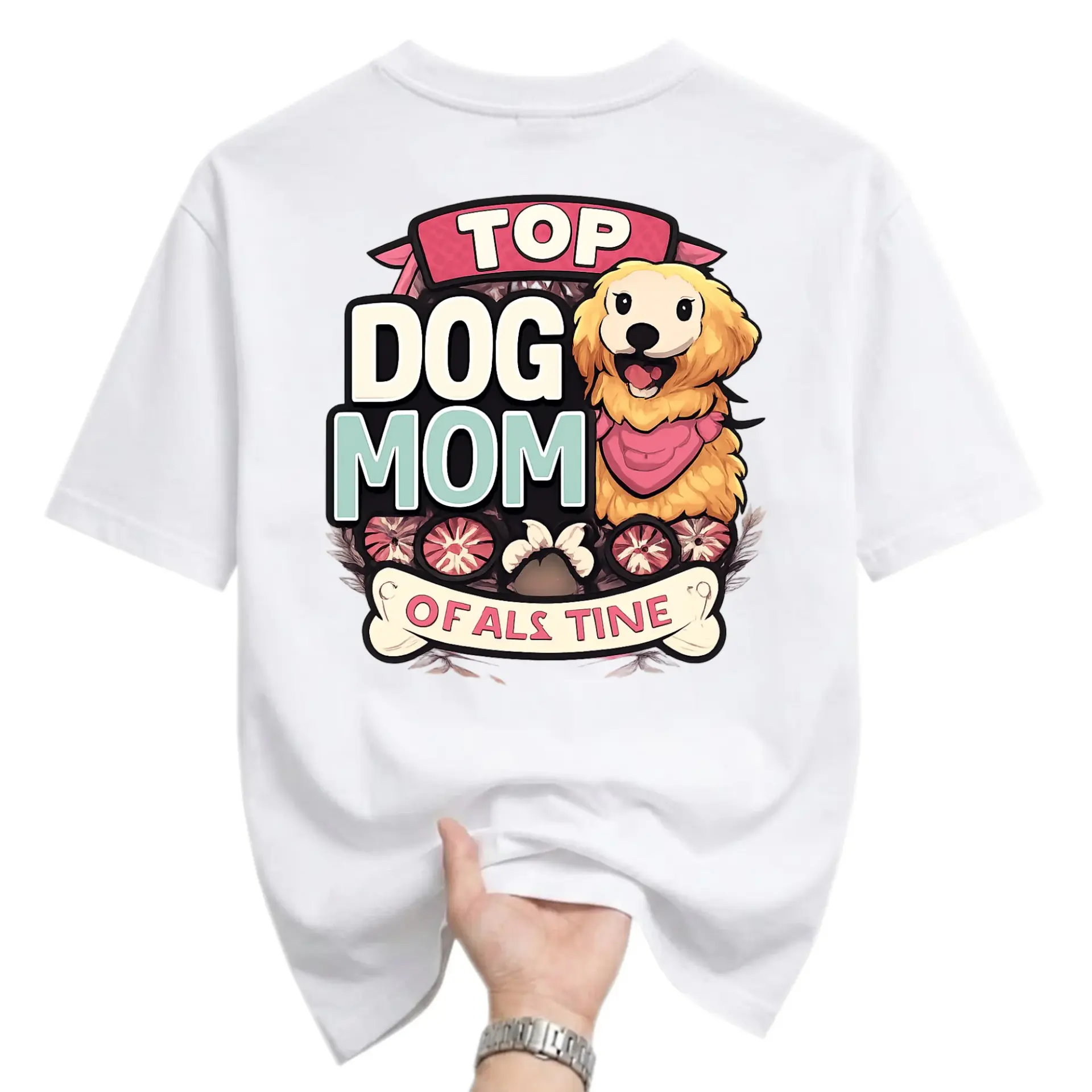 Graphic Tee Top Dog Mom of Als Tine Cute Golden Retriever Unisex Crew Neck Casual Shirt for Pet Lovers Apparel