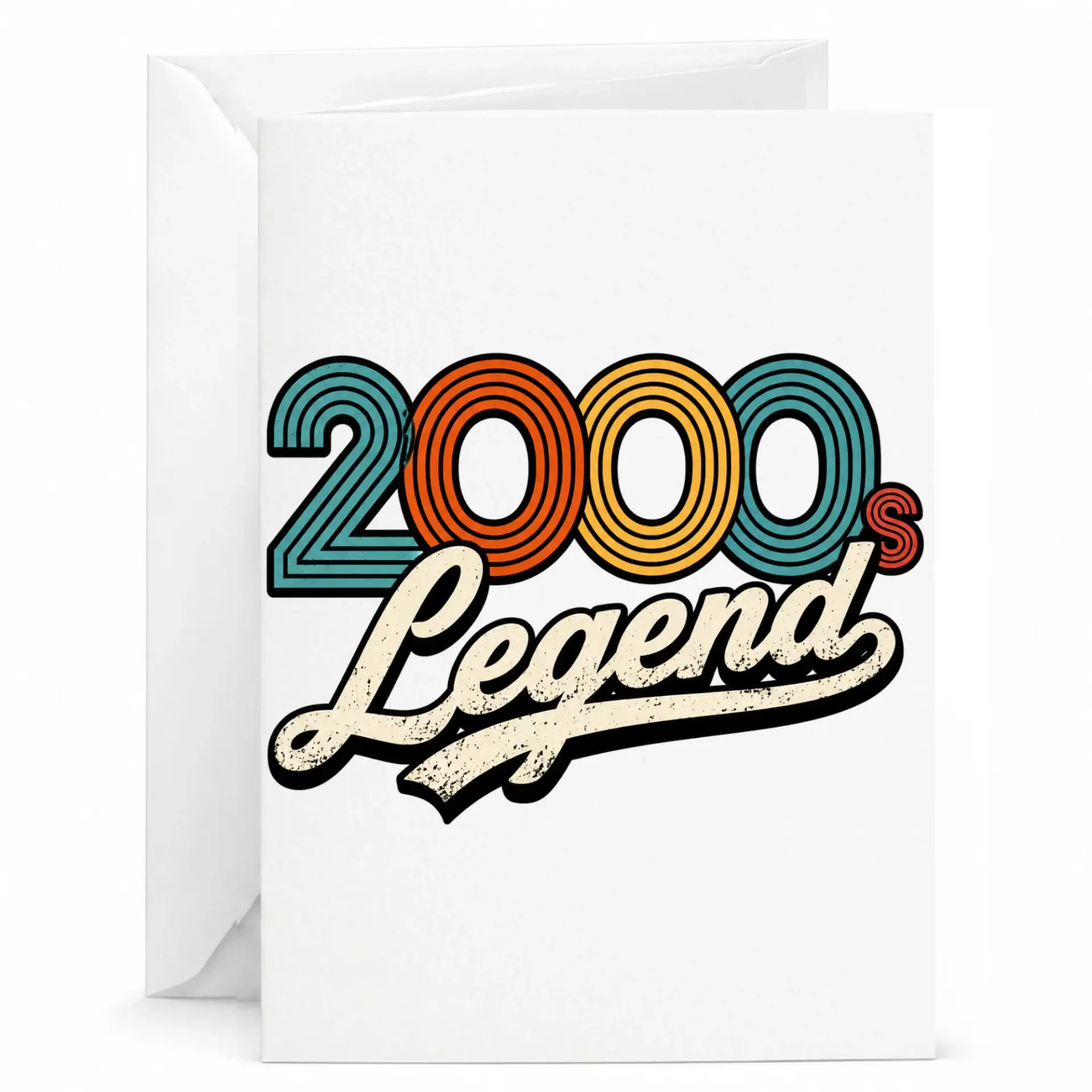 Birthday Card 2000s Legend Retro Vintage Style Graphic Printed Greeting Card for Milestone Celebration and Anniversary