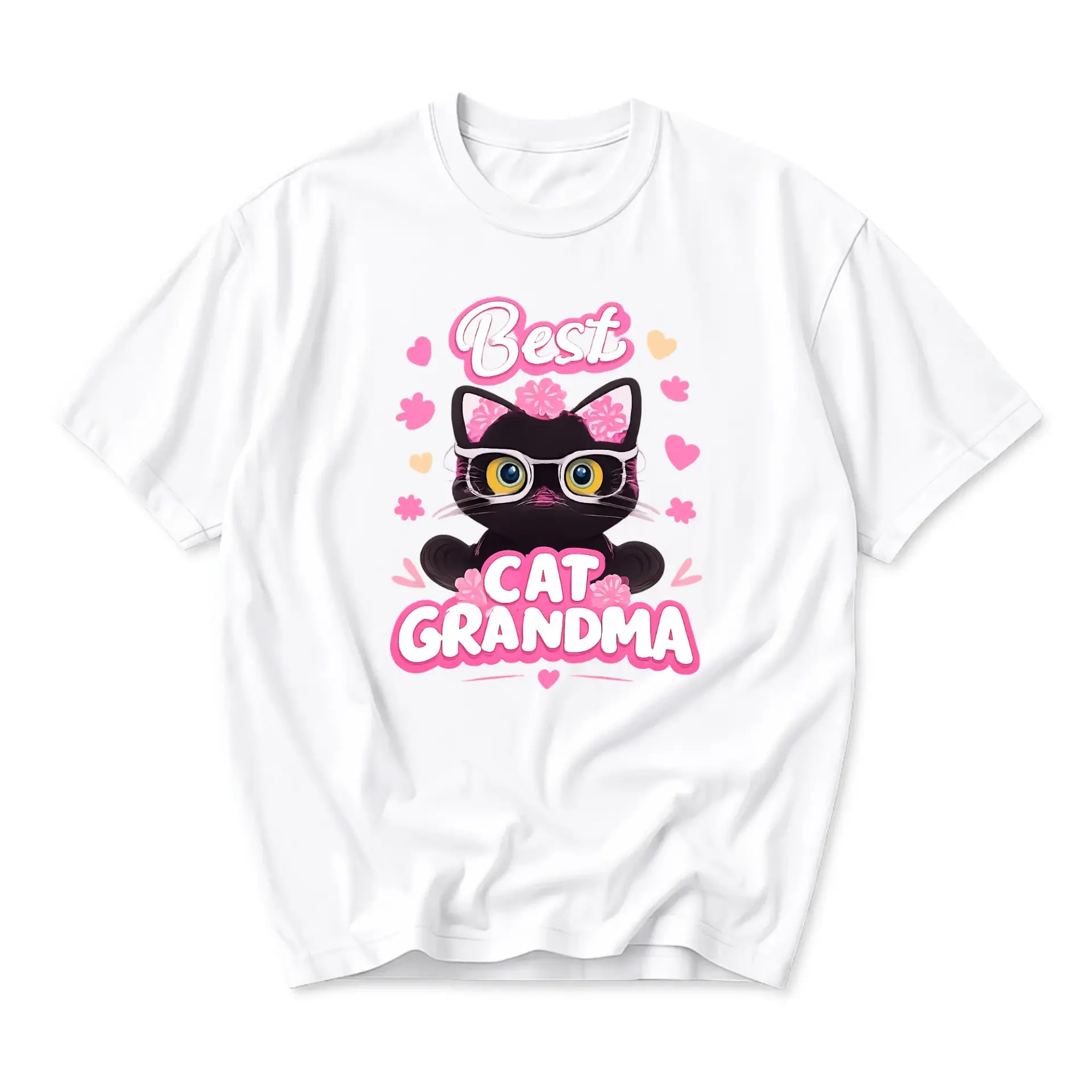 Funny Shirt Best Cat Grandma Graphic Tee Unisex Crew Neck Casual Cotton