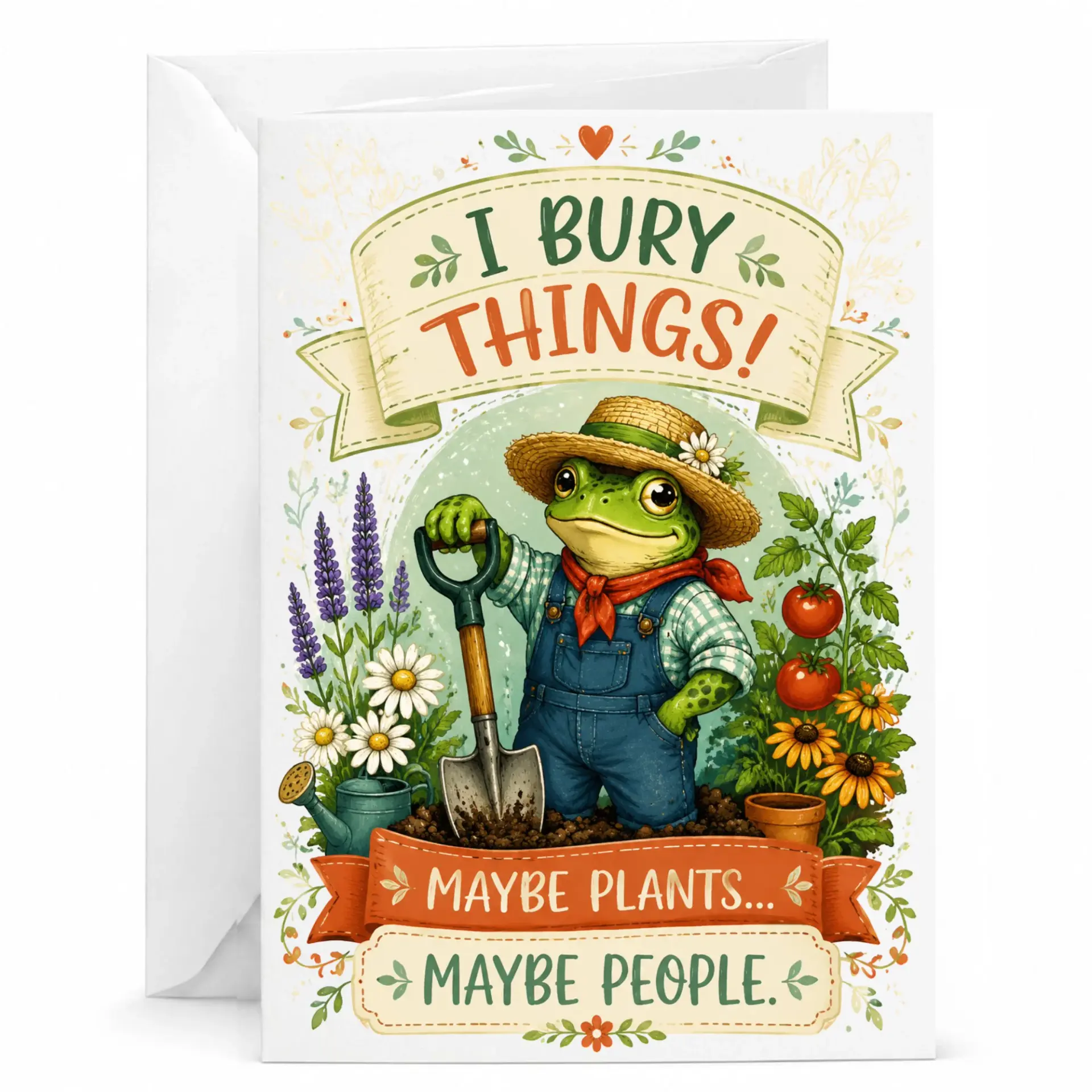 Funny Gardening Greeting Card with Envelope Humorous Nature Themed Note for and Gardeners