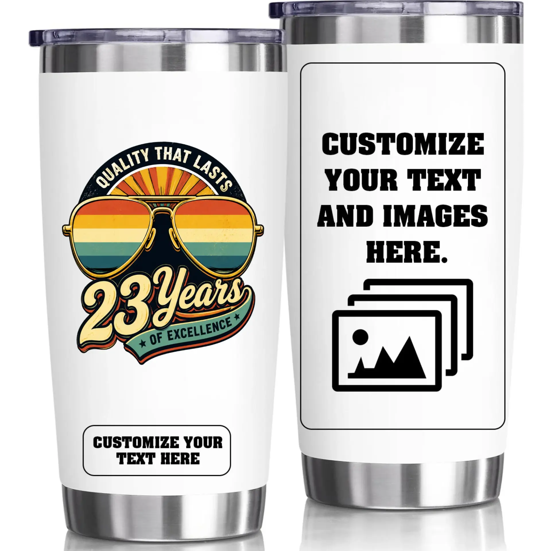Stainless Steel Tumbler 20 Oz Insulated Travel Mug Personalized Anniversary Gift for Quality That Lasts Excellence