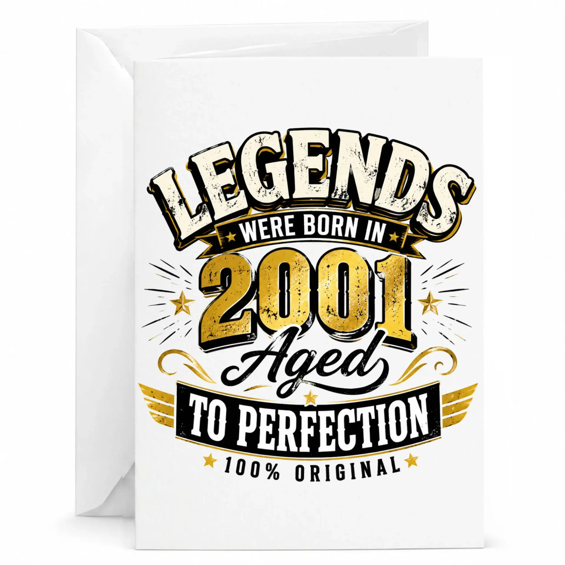 Birthday Card Legends Were Born in 2001 Aged to Perfection Vintage Style Greeting Card for Milestone Celebration