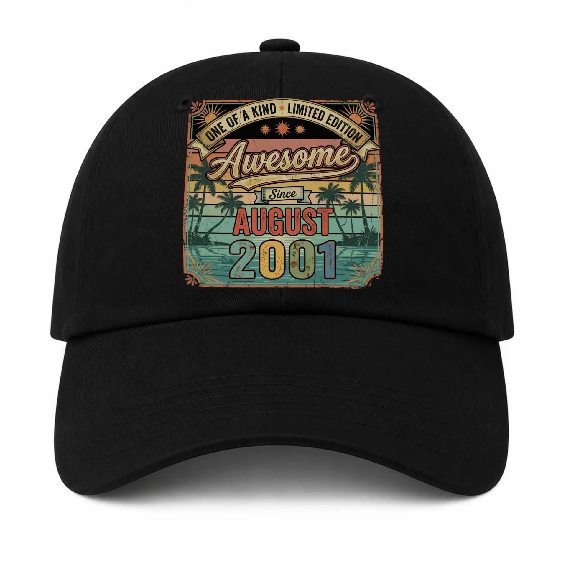 Baseball Cap Awesome Since August 2001 Retro Sunset Vintage Graphic Hat