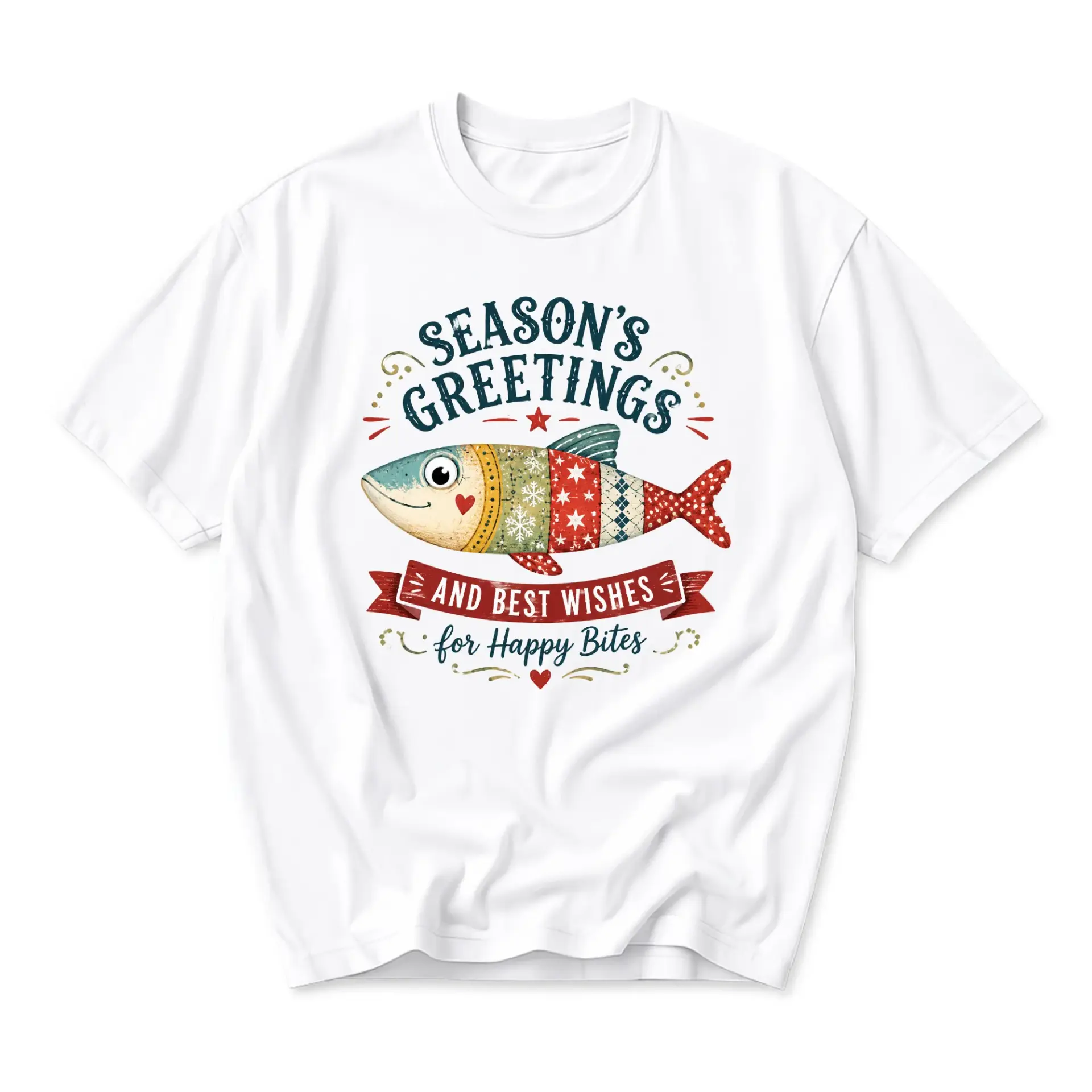 Funny Shirt Season's Greetings Fish Graphic Tee Holiday Gift Idea for Fishermen Unique Apparel Unisex Crew Neck