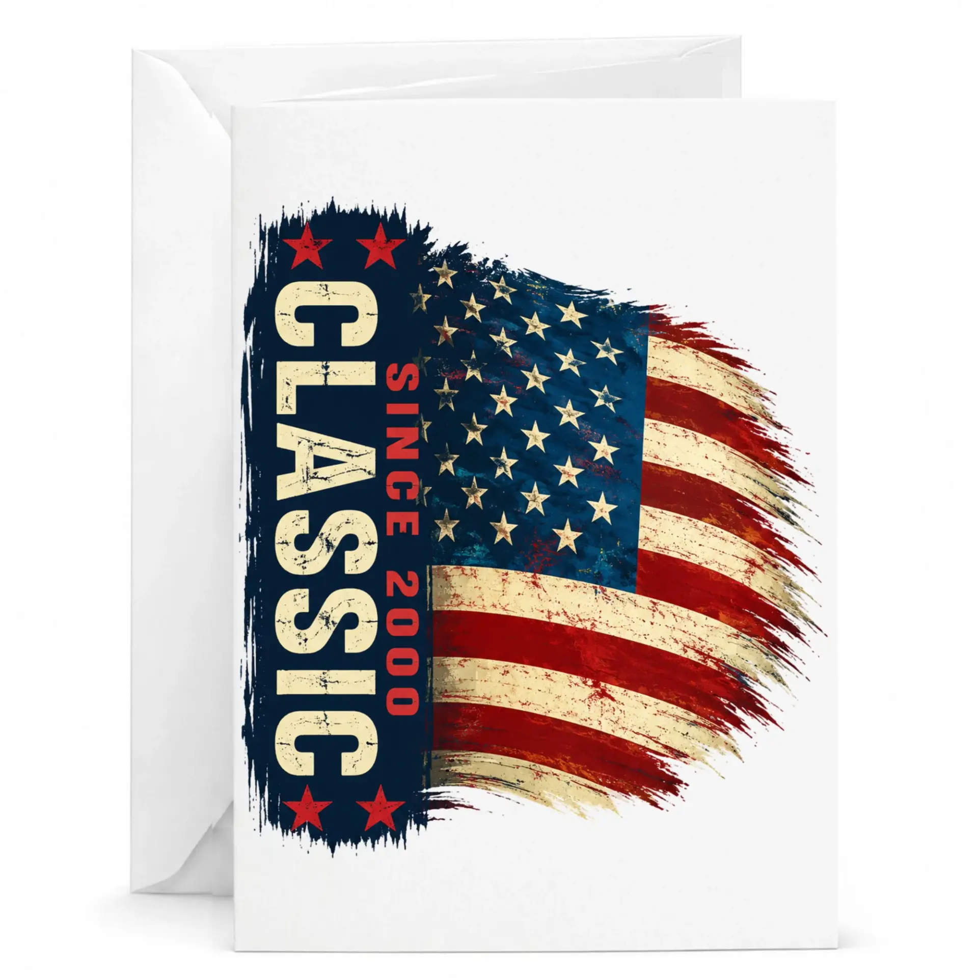 Birthday Greeting Card Classic Since 2000 Vintage Flag Design 5x7 Folded Note Card for Men and Women Anniversary Gift