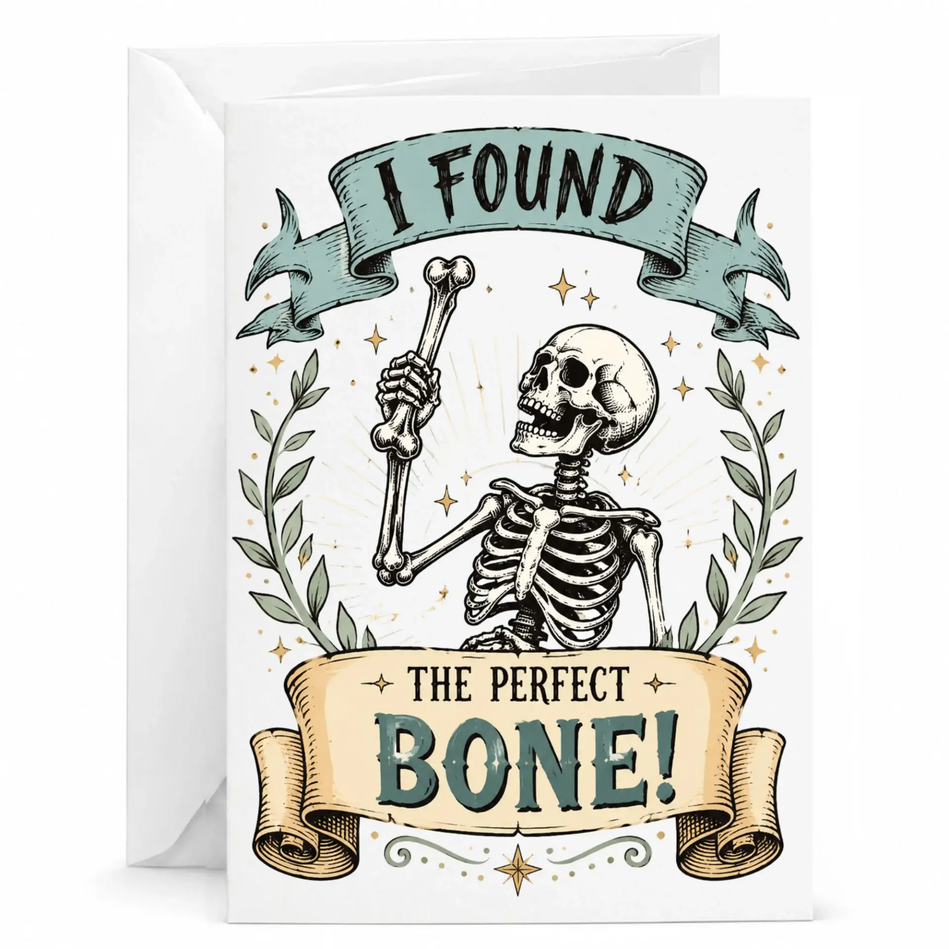 Funny Skeleton Greeting Card I the Perfect Unique Illustrated Note for Special Occasions