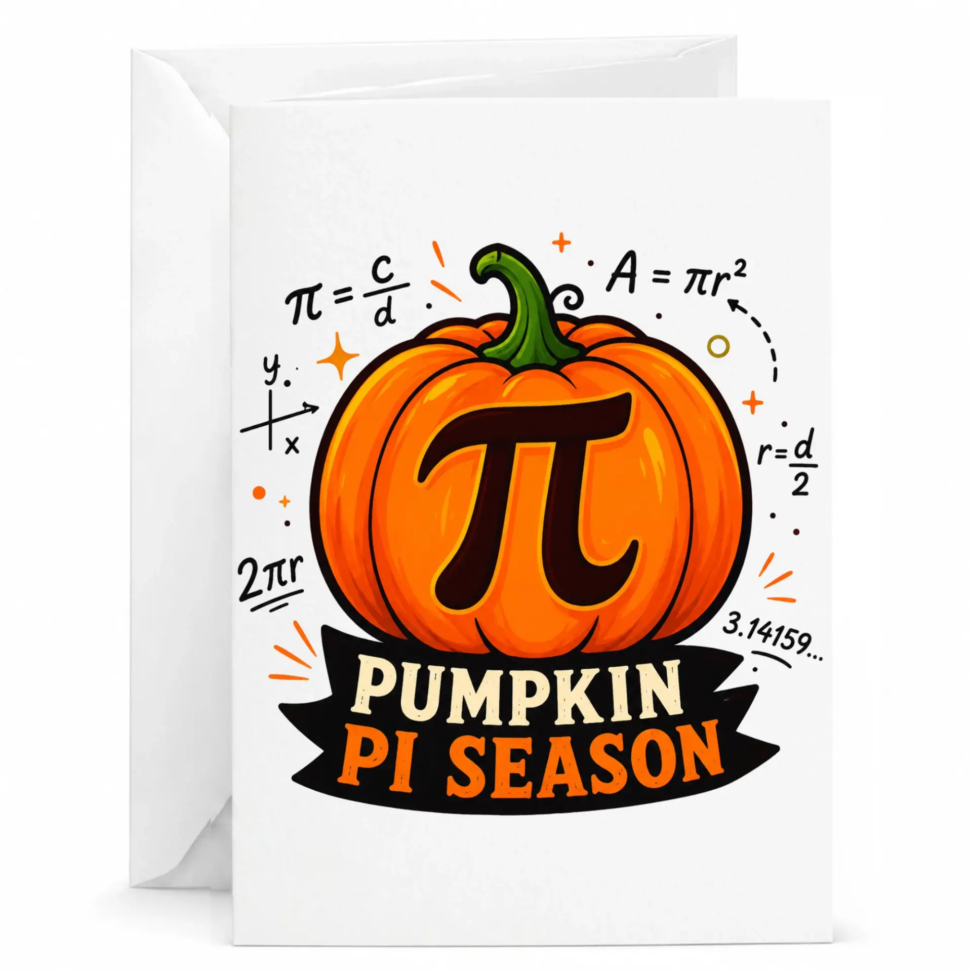 Funny Pumpkin Math Pun Greeting Card Cute Autumn Seasonal Note Teacher Fall Holiday Stationery