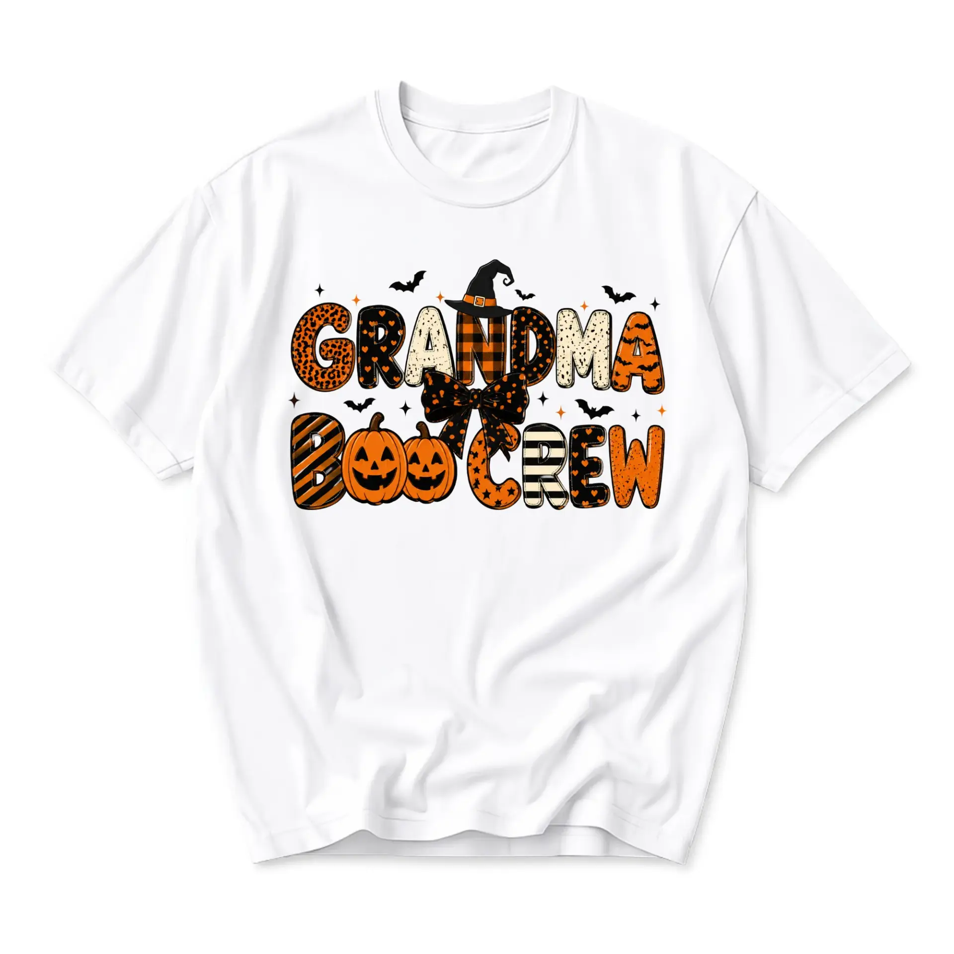 Graphic Tee Grandma Boo Crew Halloween Shirt Unisex Seasonal Holiday Apparel for Everyday Casual Wear and Gift Giving