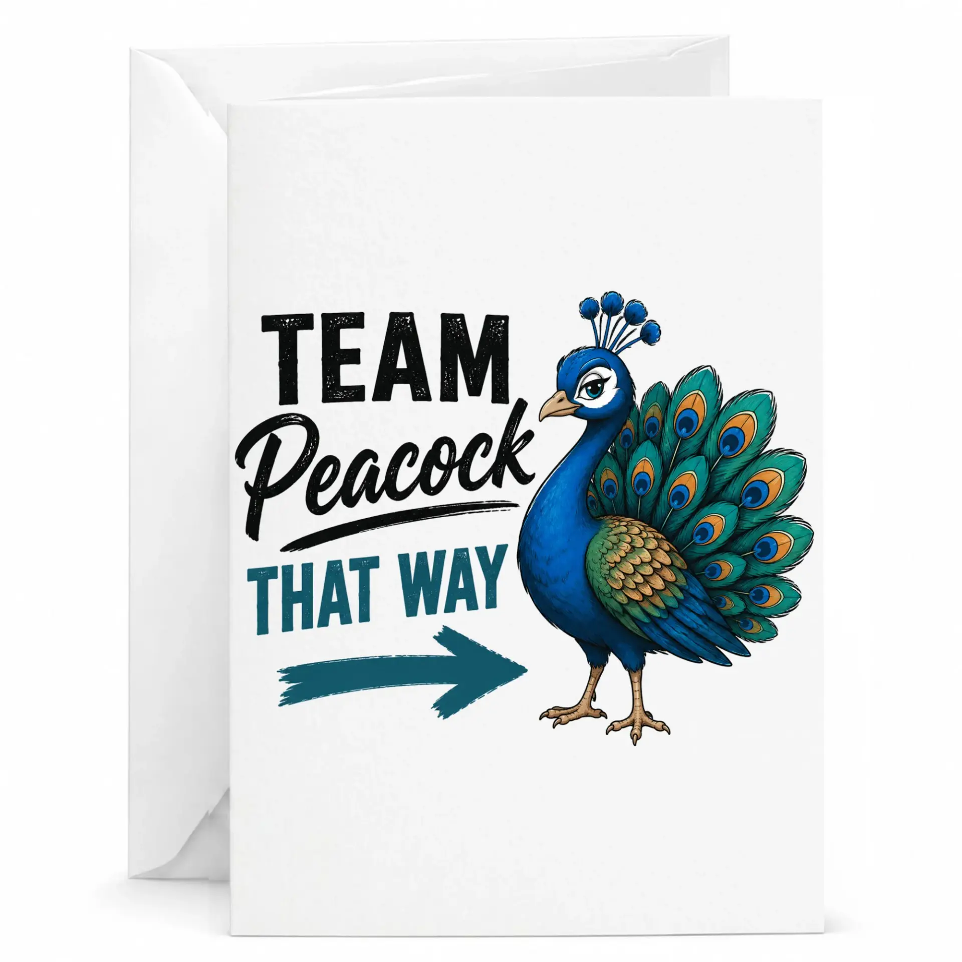 Personalized Greeting Card Team Peacock Funny Bird Themed Stationery