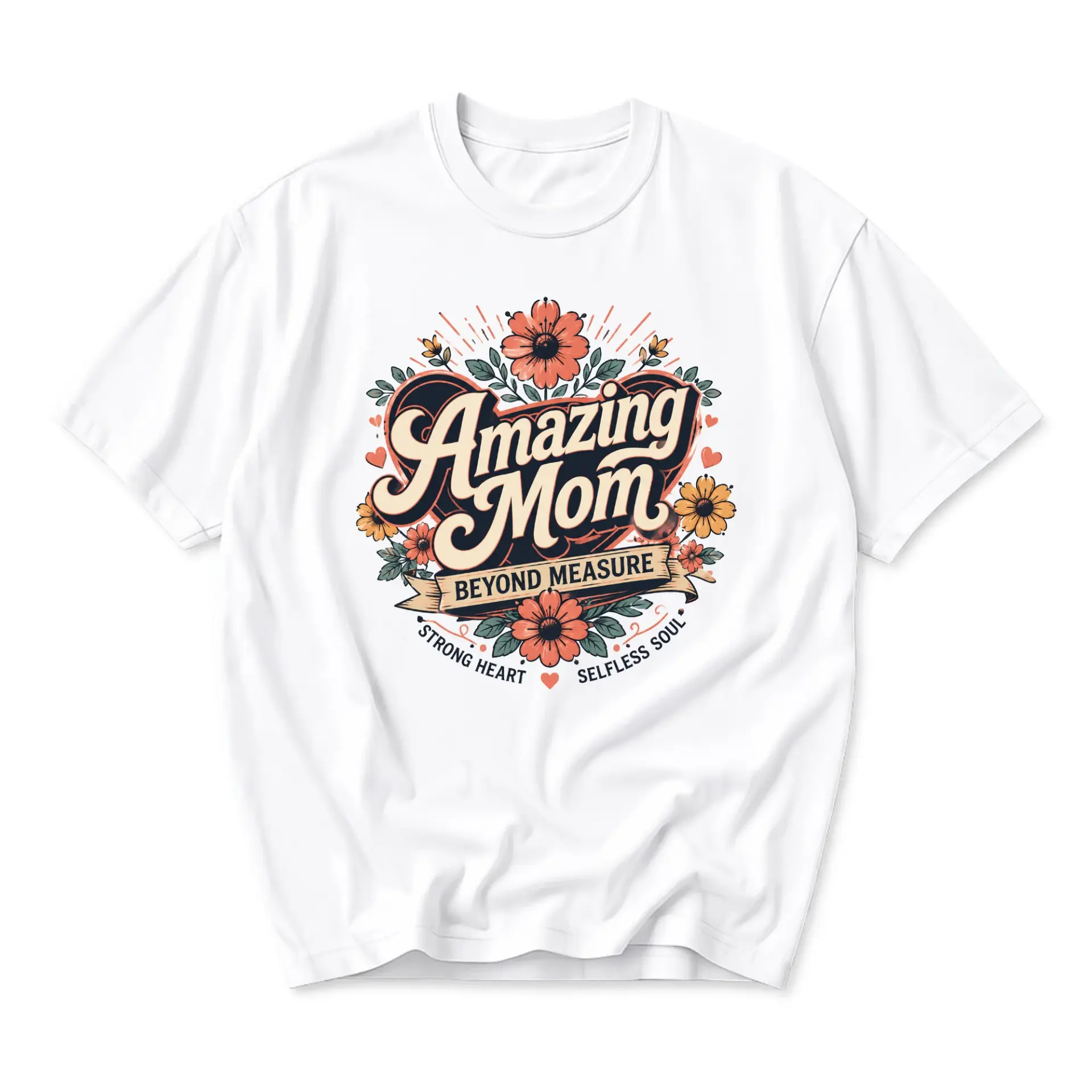 Graphic Tee Amazing Mom Beyond Measure Floral Illustration Unisex Casual Short Sleeve Crew Neck Cotton Blend Shirt