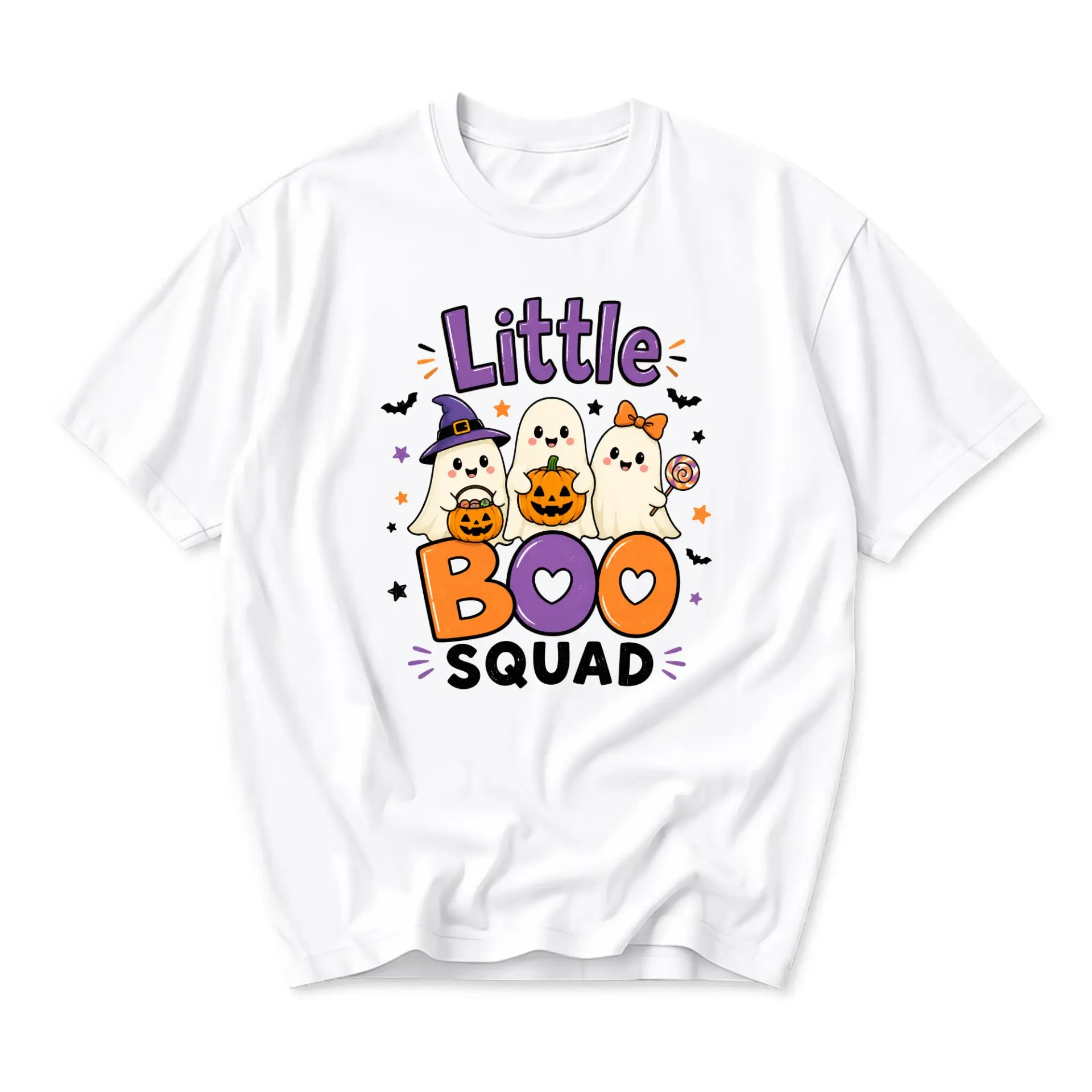 Funny Shirt Little Boo Squad Halloween Graphic Tee Unisex Crew Neck Short Sleeve Casual Cotton Blend Holiday Top