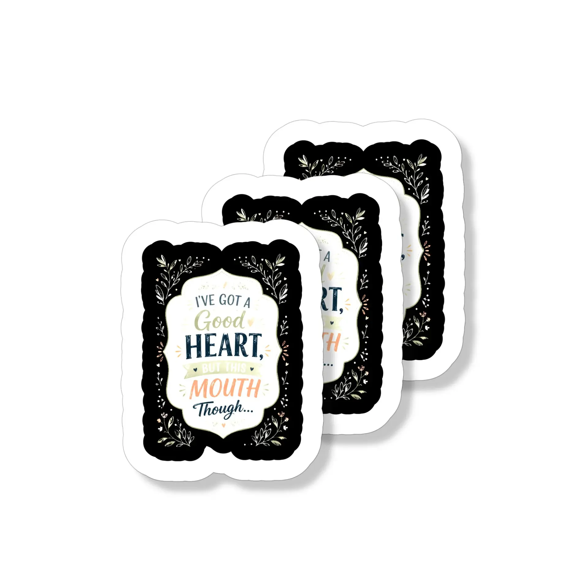 Vinyl Sticker Pack Funny Quote Decal Set Featuring Decorative Floral Border Art for Personalizing Smooth Surfaces