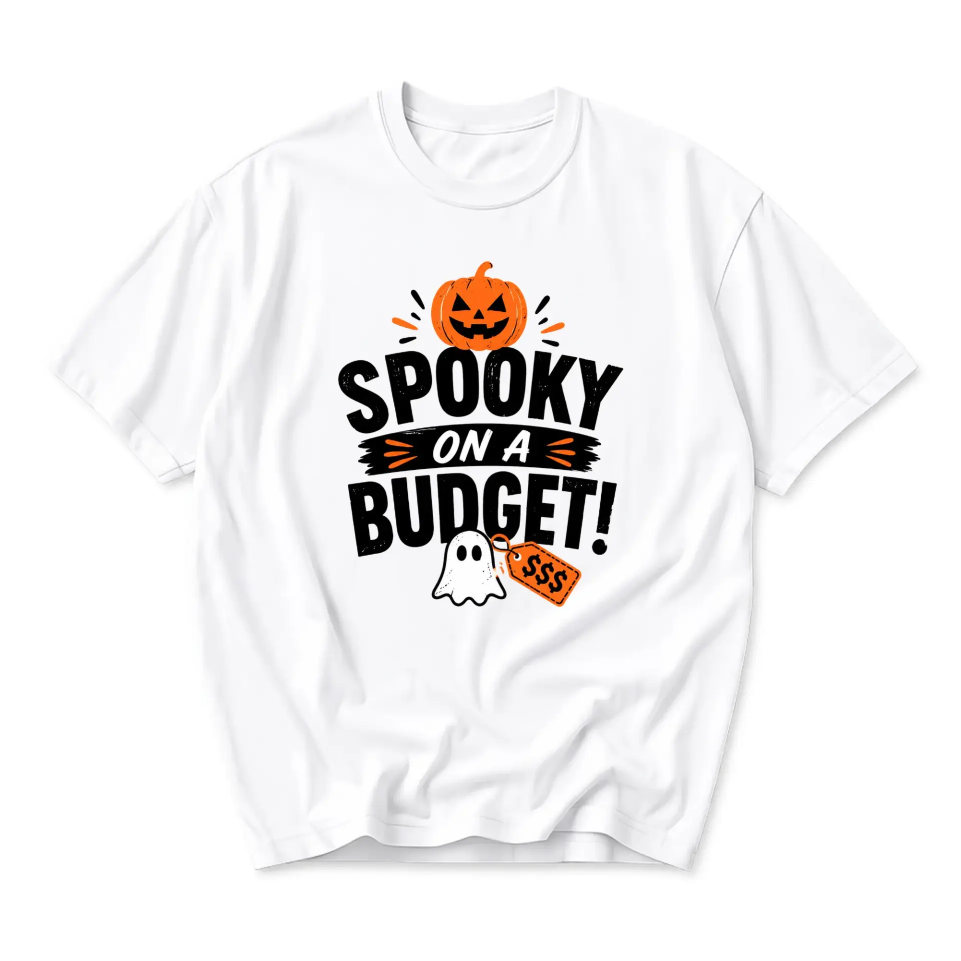 Funny Shirt Spooky on a Budget Halloween Graphic Tee Unisex Crew Neck Short Sleeve Casual Cotton Blend Apparel