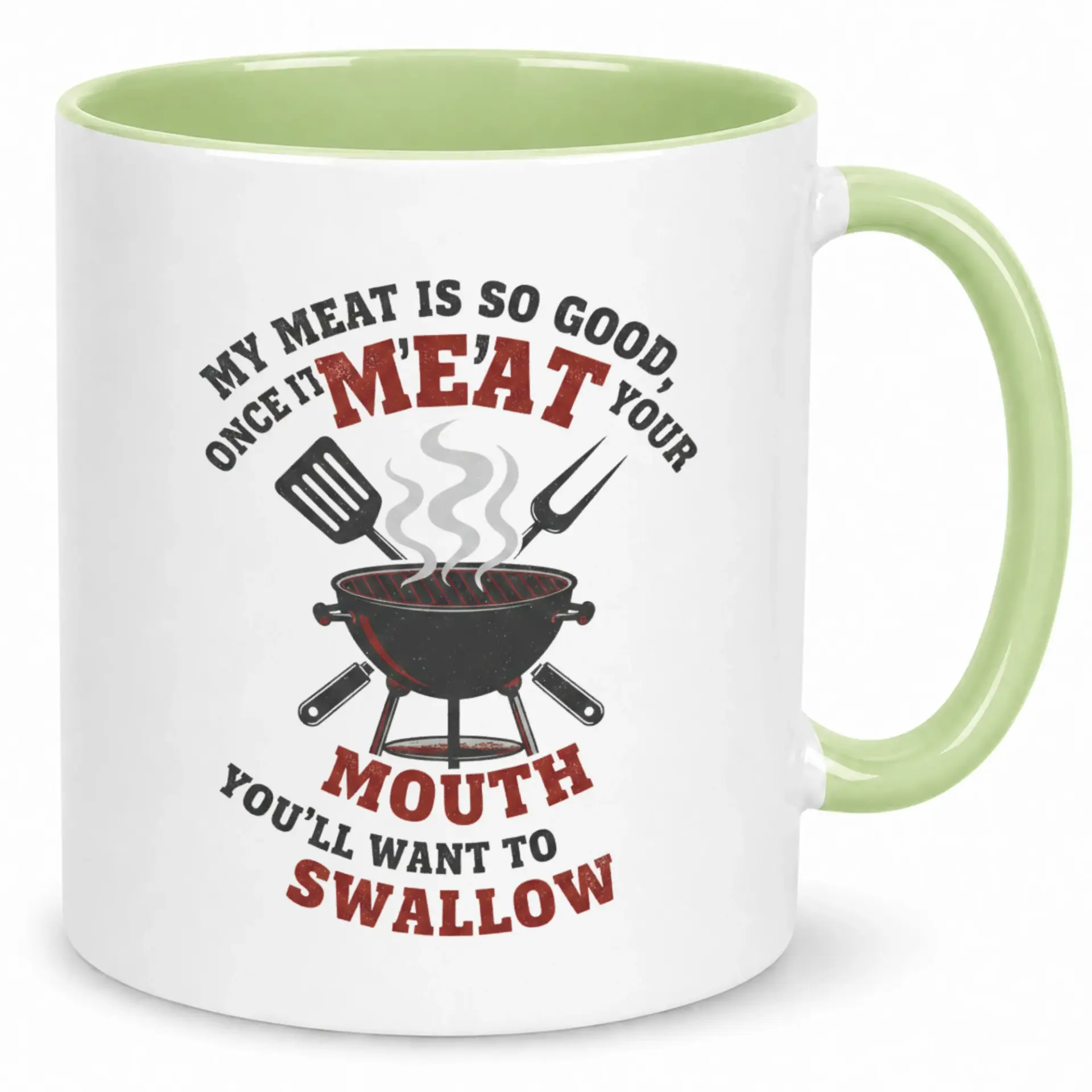 Funny Grilling Bbq Ceramic Coffee Mug with Humorous Meat Lover Design, Novelty Barbecue Themed Drinkware Gift for Men Dad Husband Cook